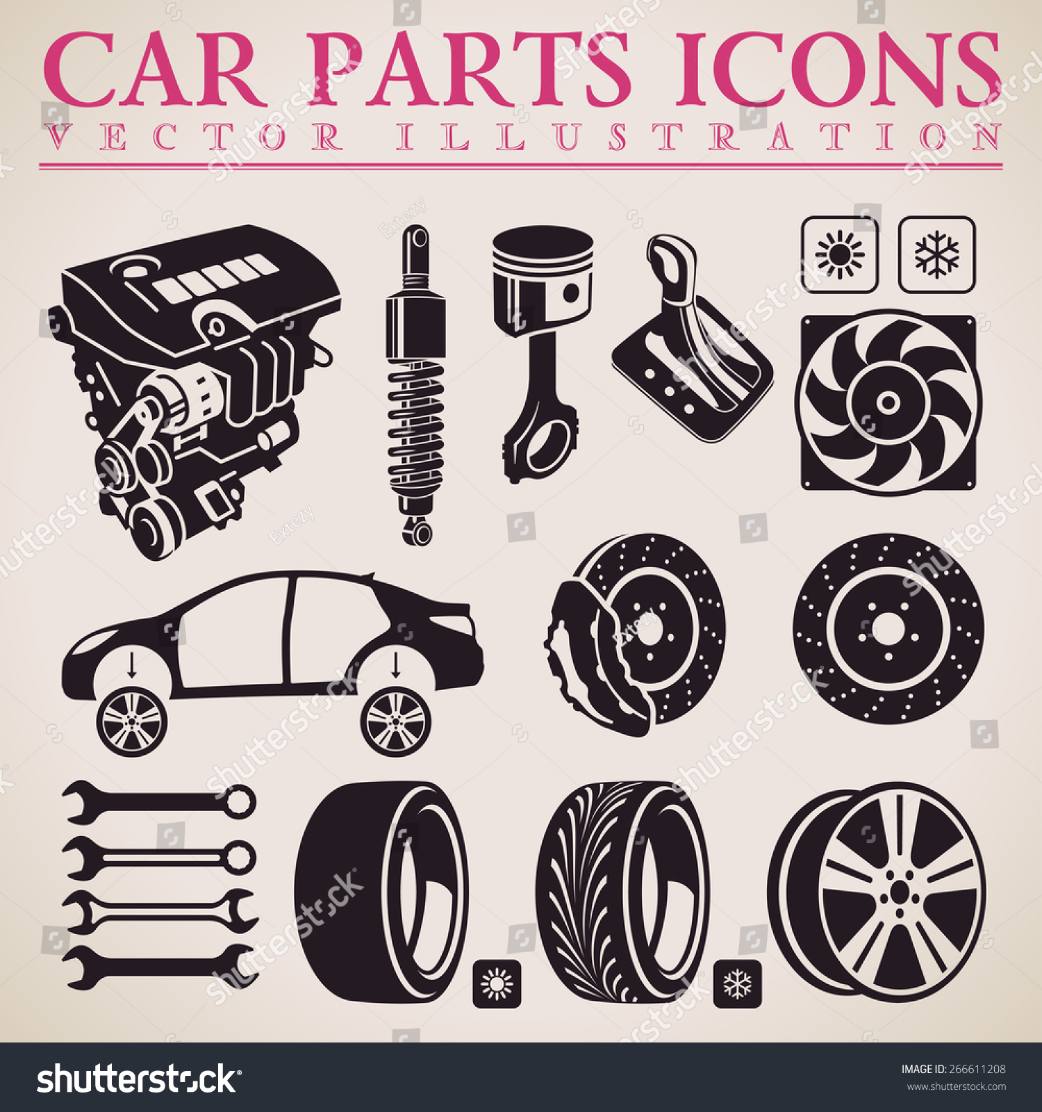 Car Parts Set Vector Repair Car Stock Vector 266611208 - Shutterstock