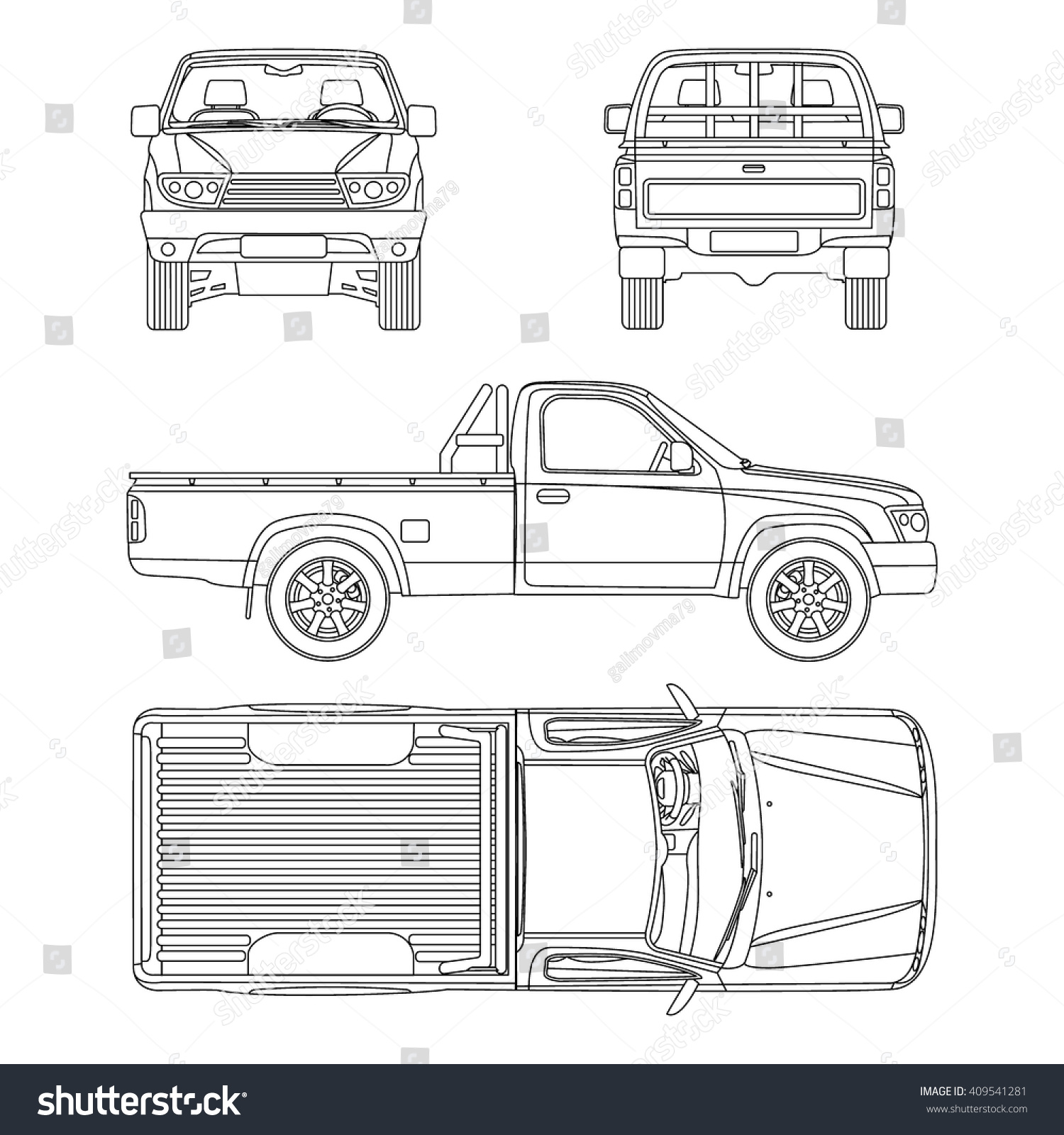 Pickup truck line drawing Images, Stock Photos & Vectors | Shutterstock