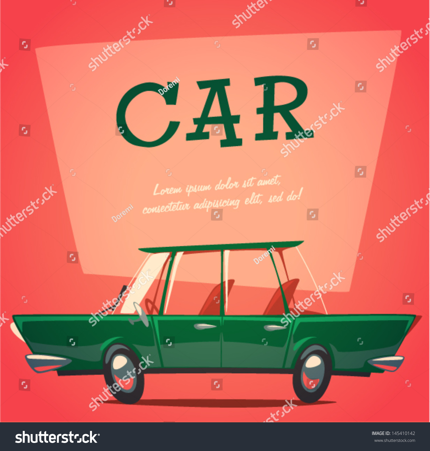 Car Poster Vector Retro Styled Illustration Stock Vector (Royalty Free