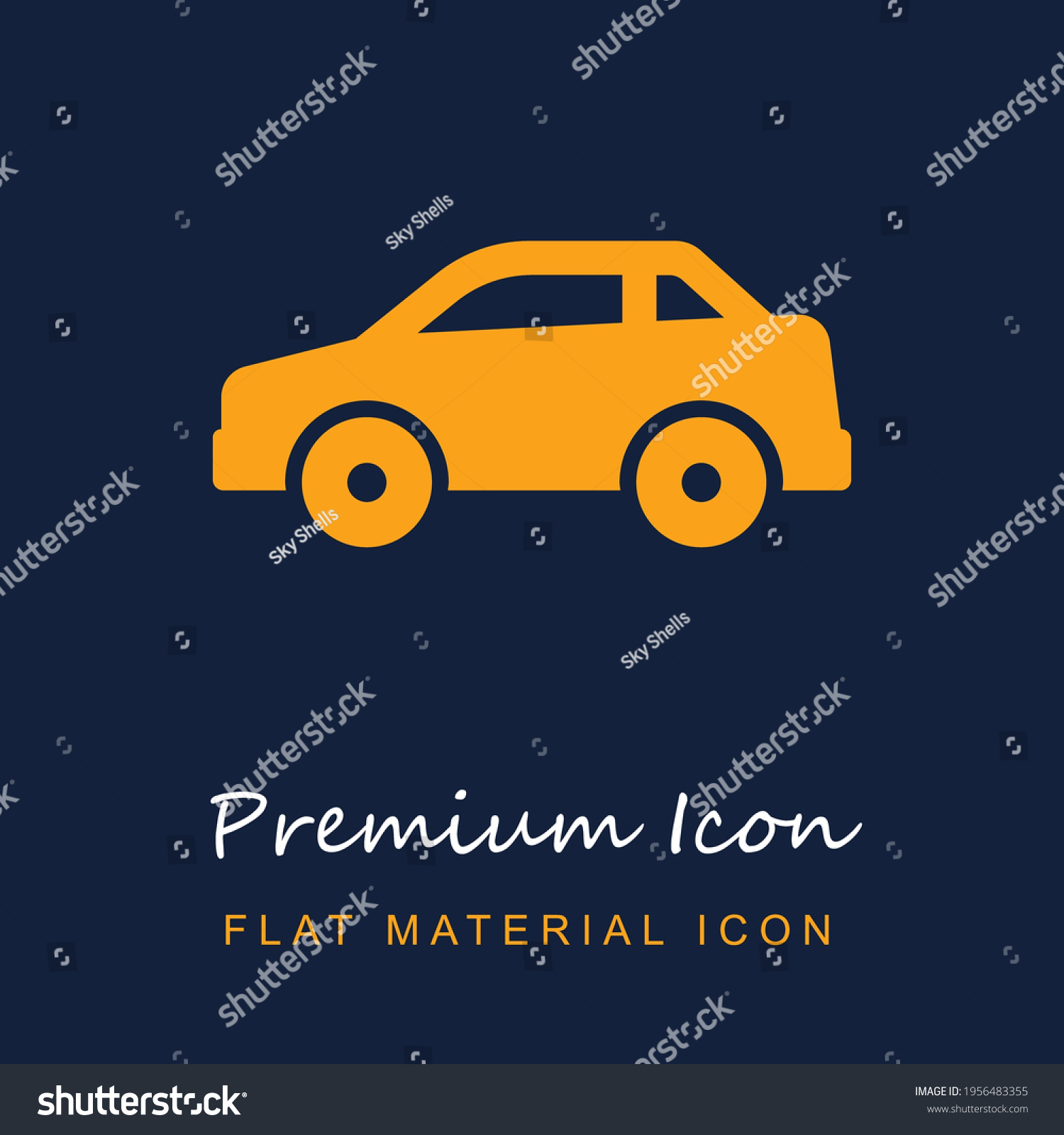 SVG of Car premium material ui ux isolated vector icon in navy blue and orange colors svg