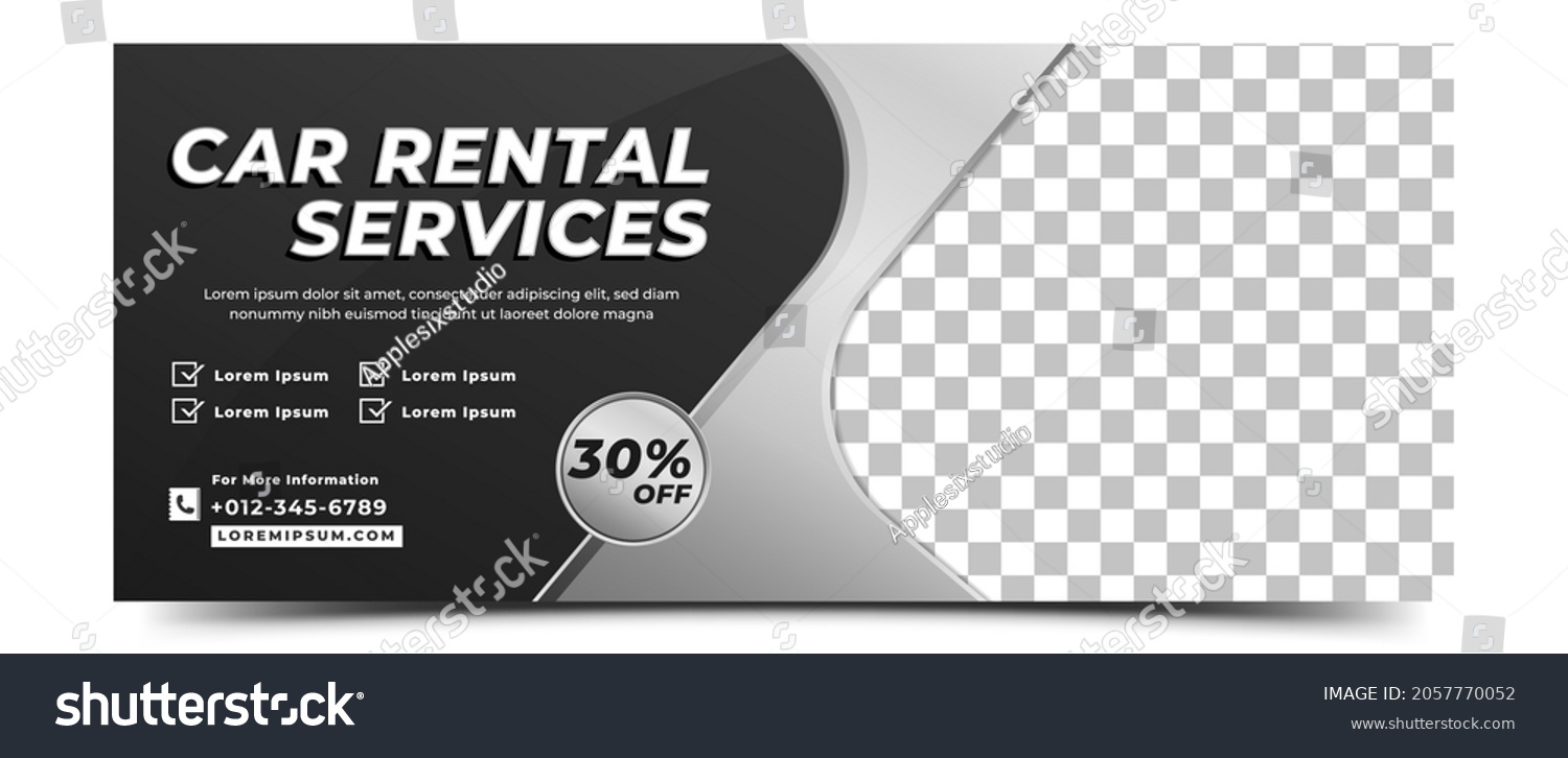 Car Rental Services Horizontal Banner Template Stock Vector (Royalty ...