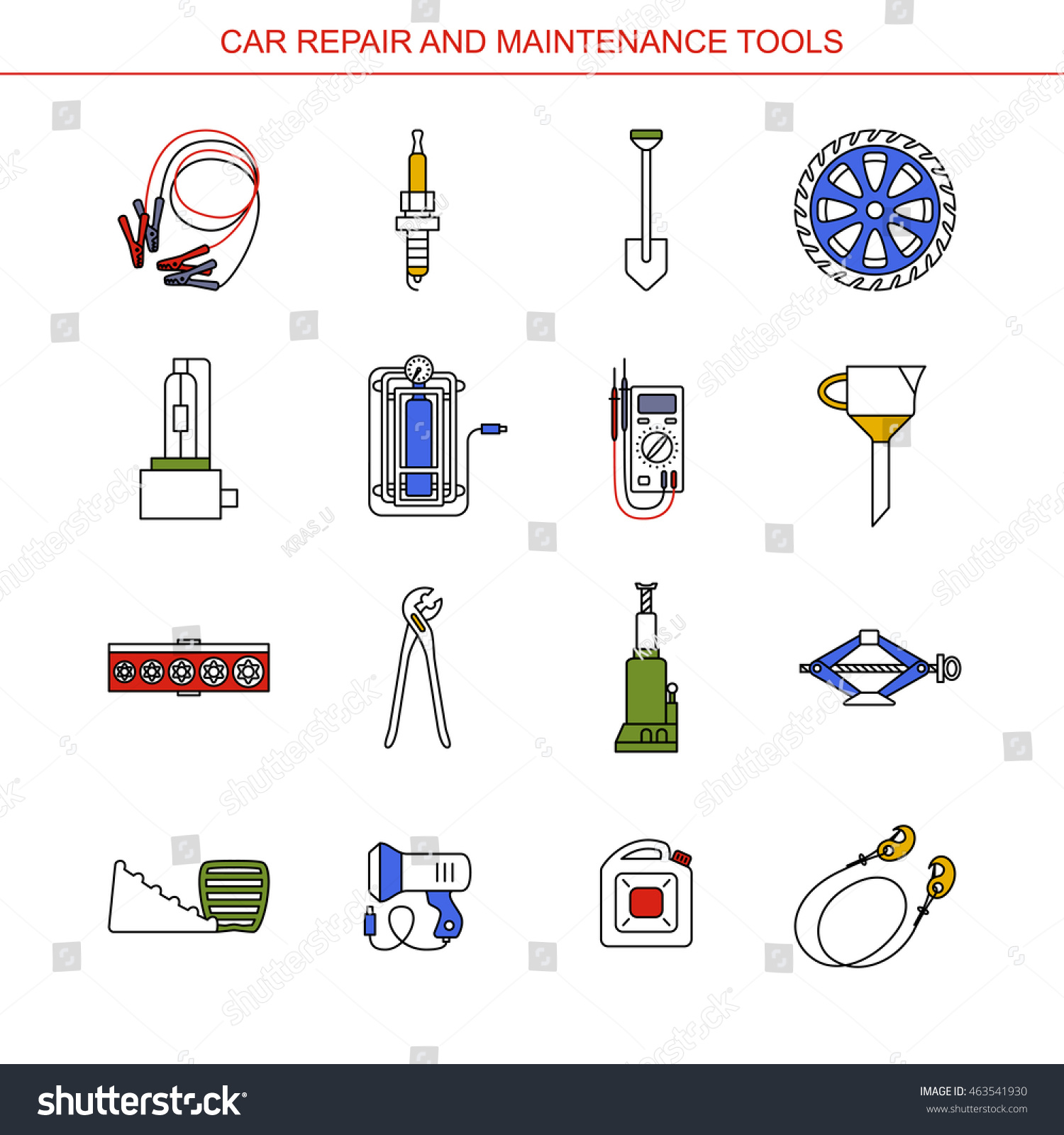 SVG of Car Repair and Maintenance Tools. Flat line icons set. Auto mechanic tools. Isolated background. svg