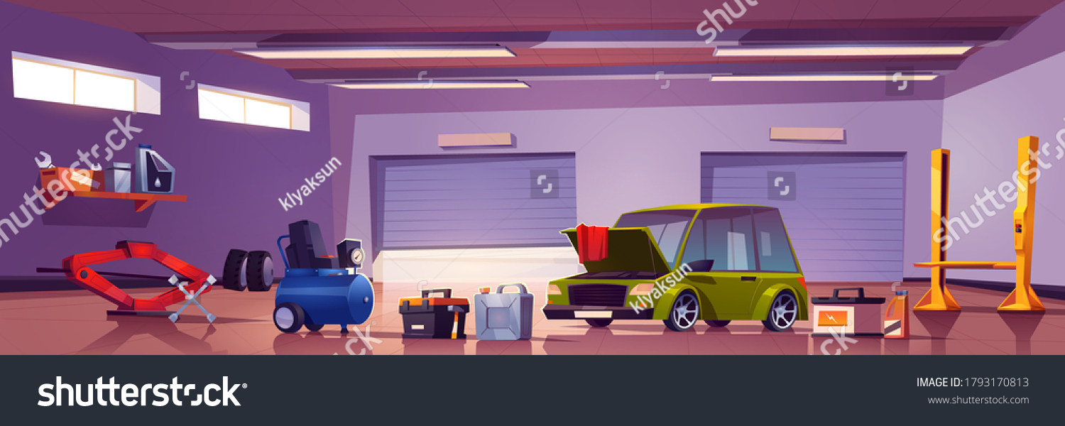 Car Repair Service Mechanic Garage Automobile Stock Vector (Royalty