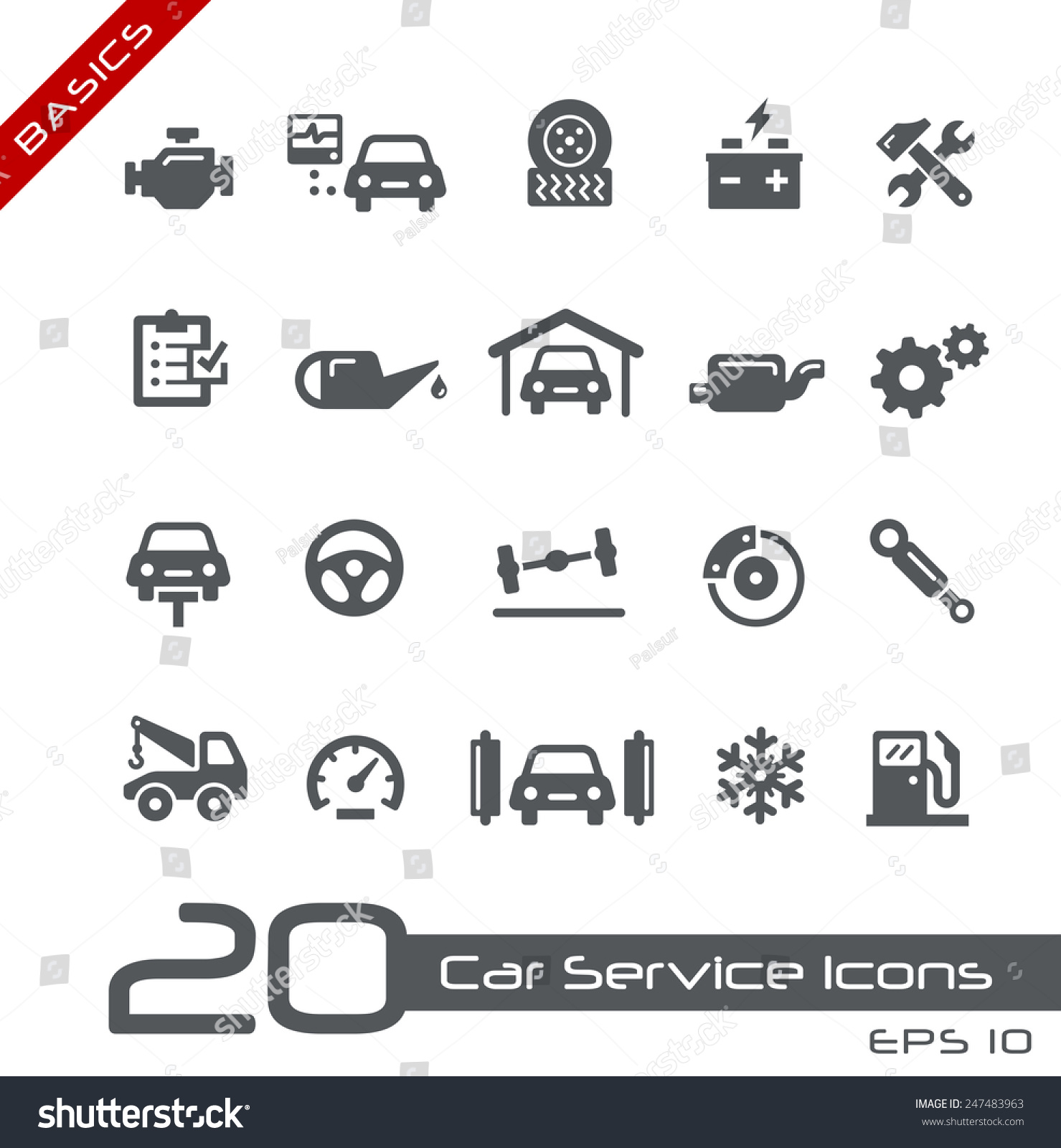 Car Service Icons // Basics Stock Vector Illustration 247483963 ...