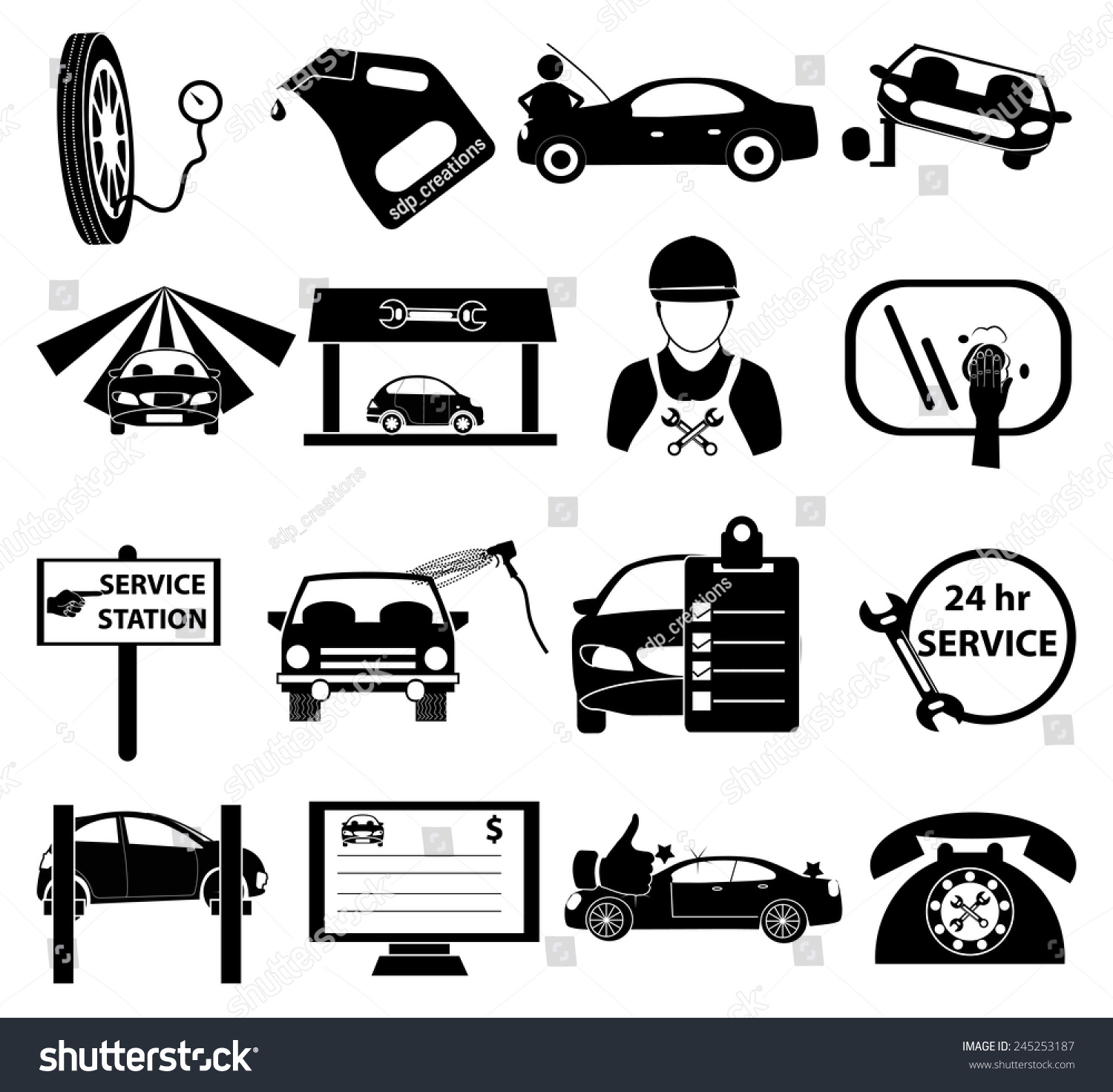 Car Service Icons Set Stock Vector Illustration 245253187 : Shutterstock