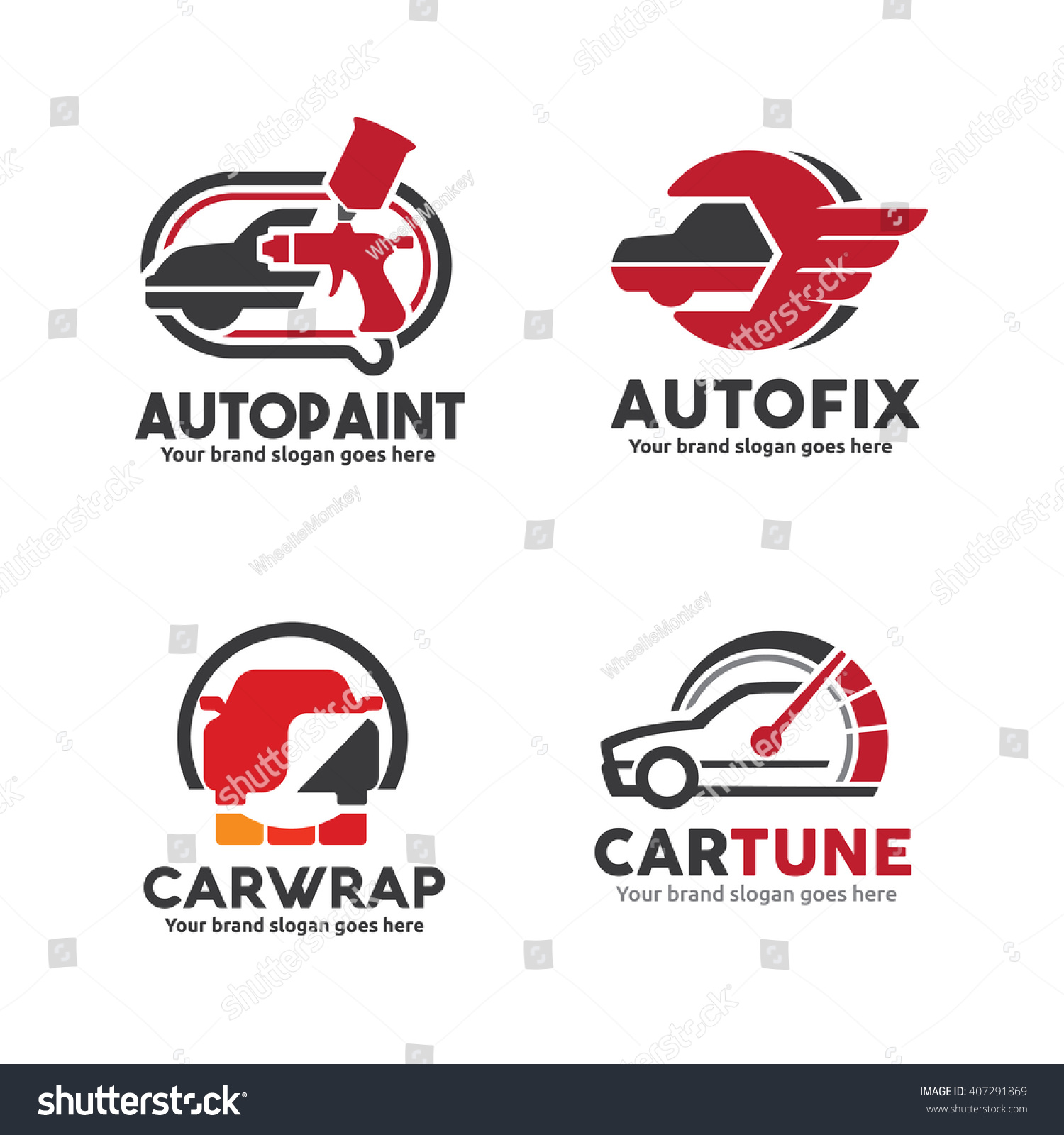 Car Service Logo Set Including Body Paint, Sticker Wrap, Engine ...