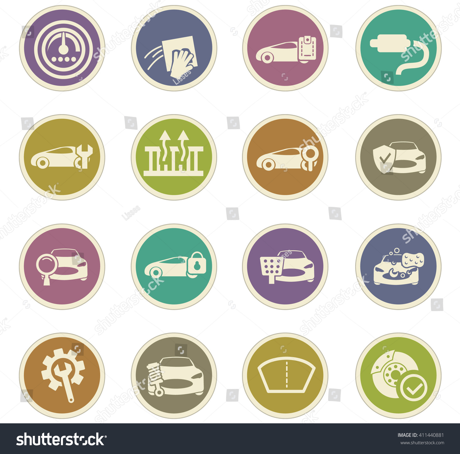 Car Shop Icon Set For Web Sites And User Interface Stock Vector ...