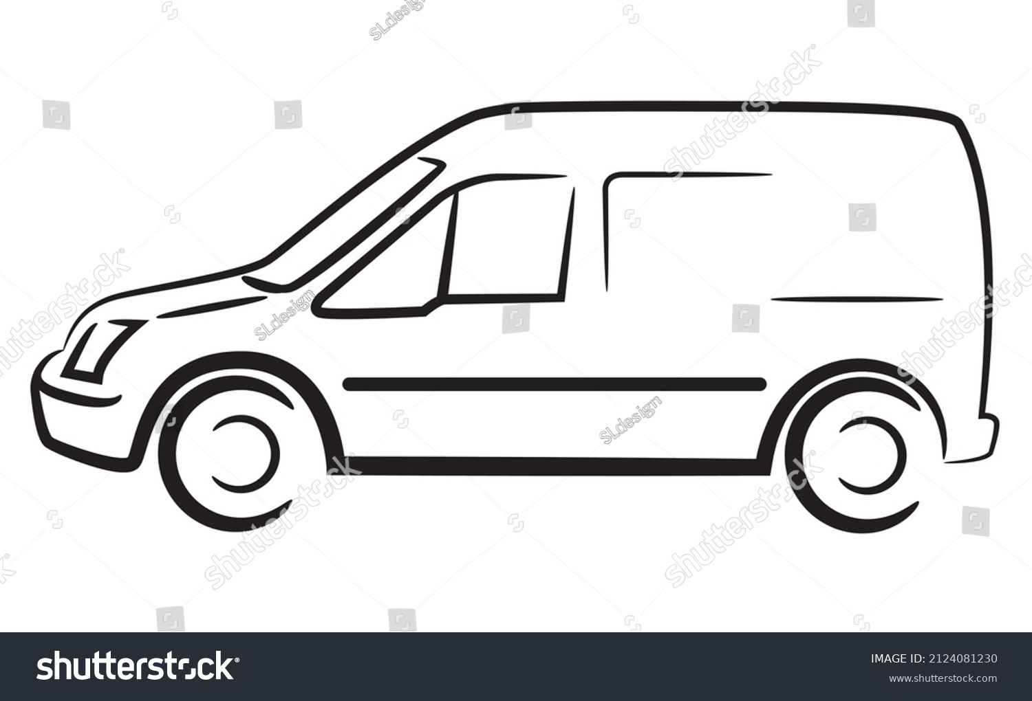 Car Sketch Outline Minivan Vector Illustration Stock Vector (Royalty ...