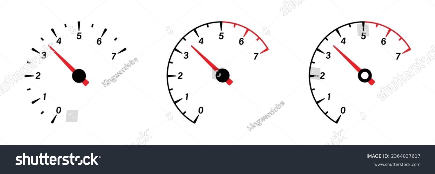 SVG of Car speedometer dashboard set. Speed meter set with odometer, number counter and urgency dial. Circle speed control, accelerating dashboard of autos or motorbike isolated vector concept. svg