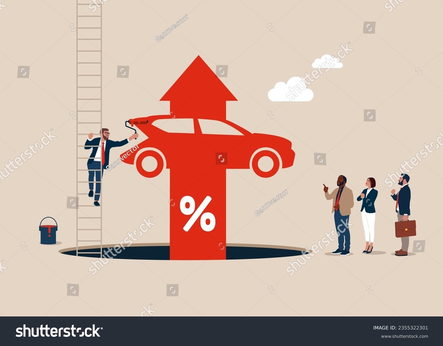 SVG of Car stock pice soaring, earning and profit increase in new economy stock market. svg
