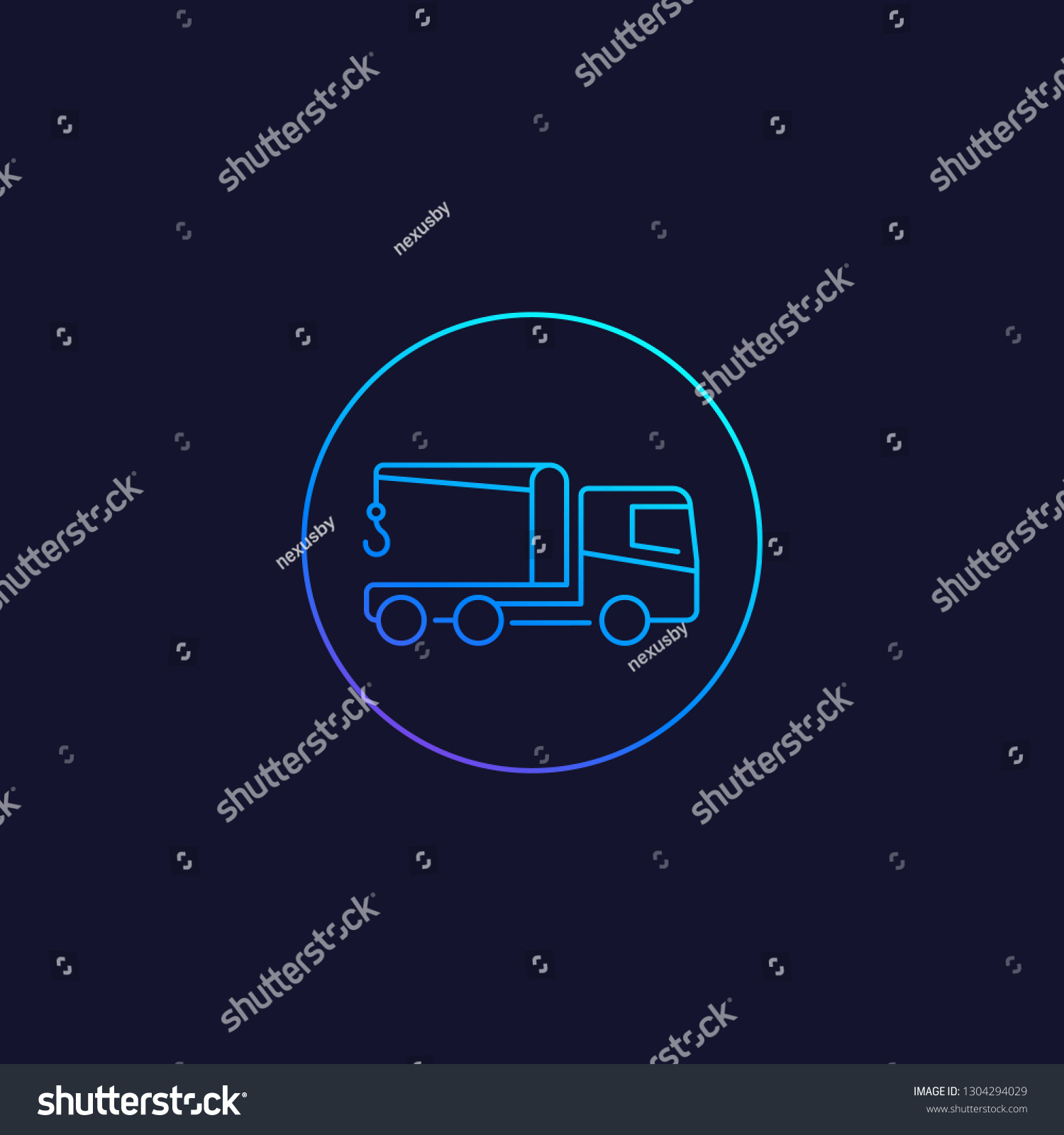 Car Towing Truck Vector Linear Icon Stock Vector (Royalty Free) 1304294029