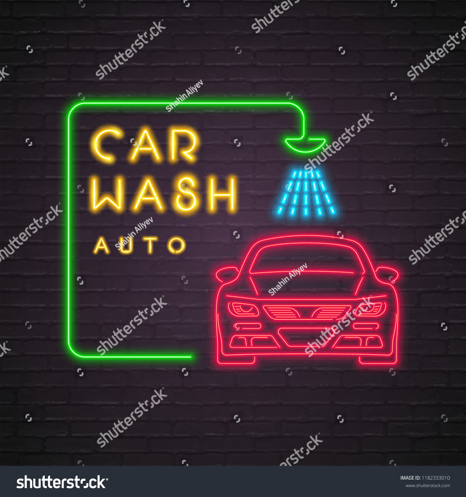 Car Wash Logo Neon Light Glowing Stock Vector (Royalty Free) 1182333010 ...