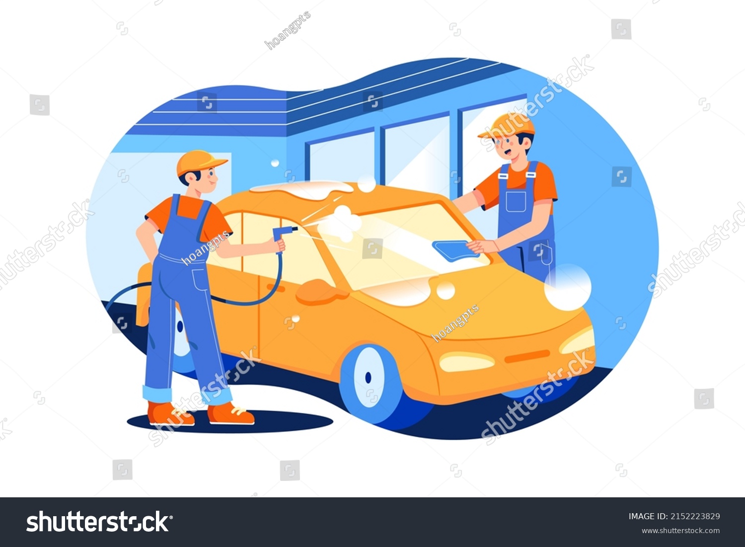 Car Wash Service Illustration Concept Flat Stock Vector (Royalty Free ...