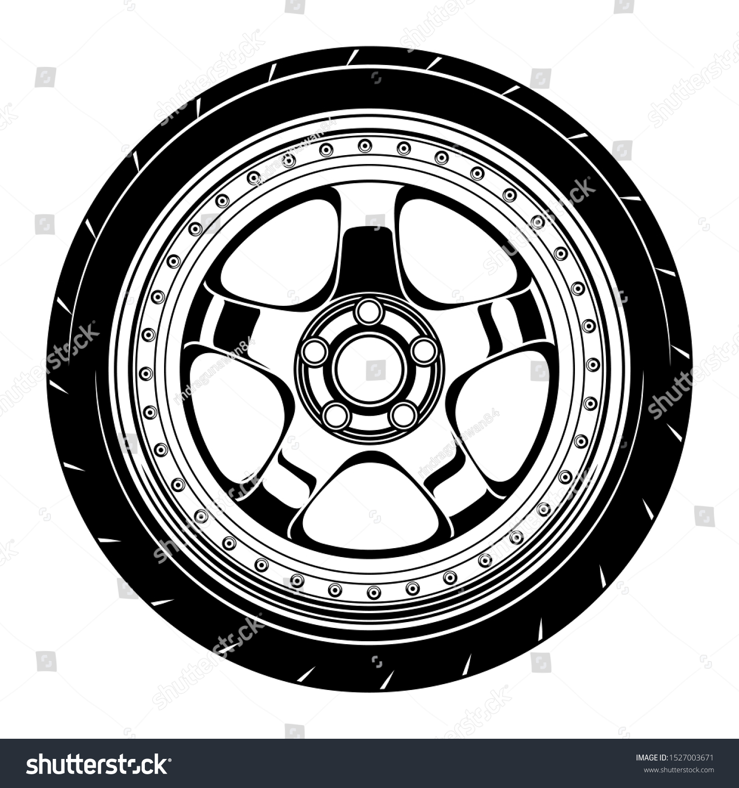 Car Wheel Rim Vector Silhouette Stock Vector (Royalty Free) 1527003671