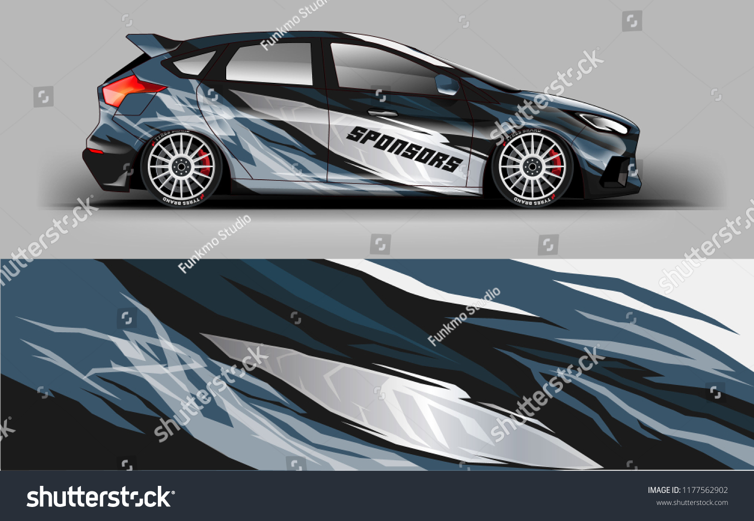Car Wrap Graphic Racing Grey Background Stock Vector Royalty Free
