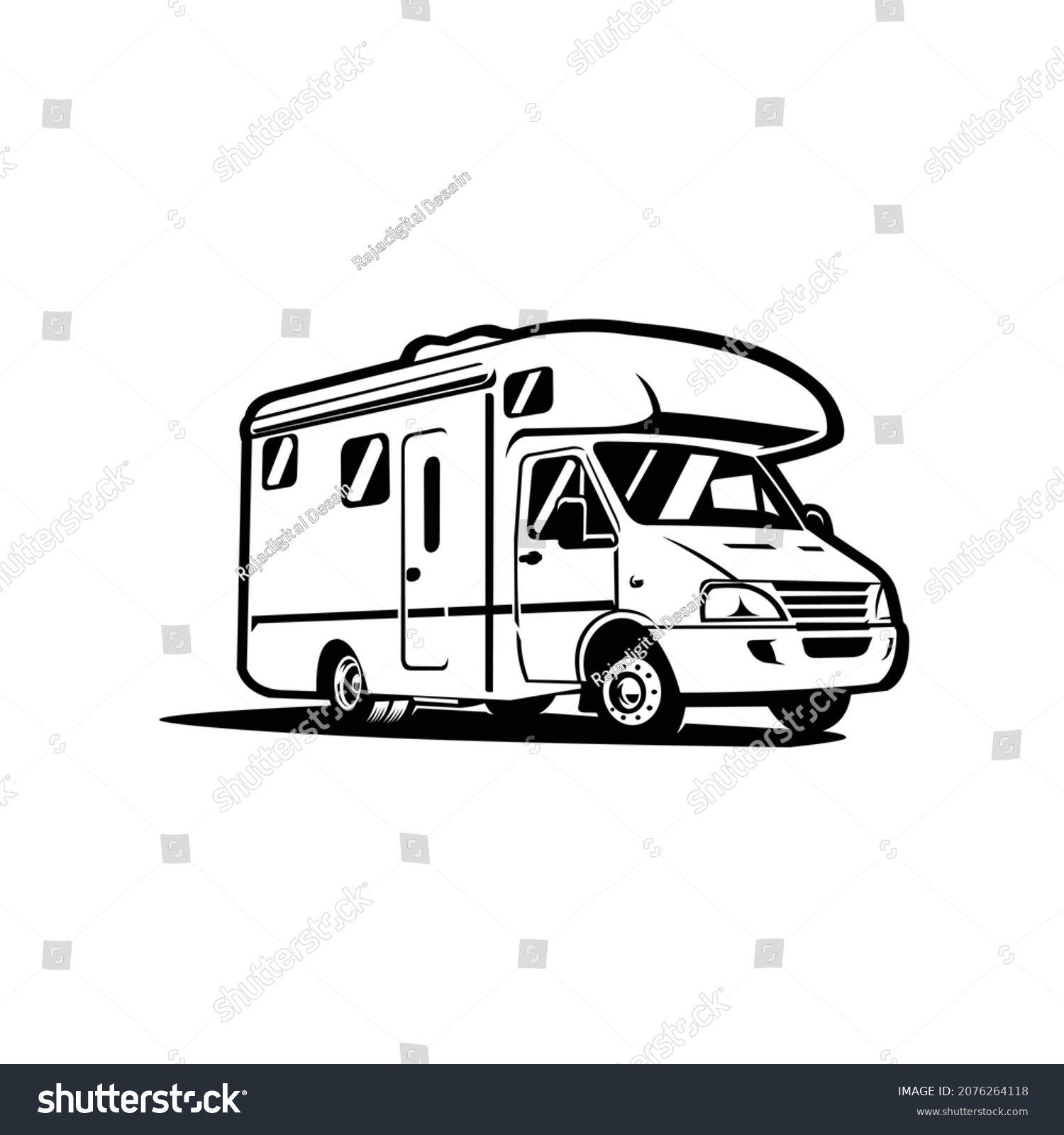 SVG of Caravan RV camper van vector isolated monochrome silhouette svg