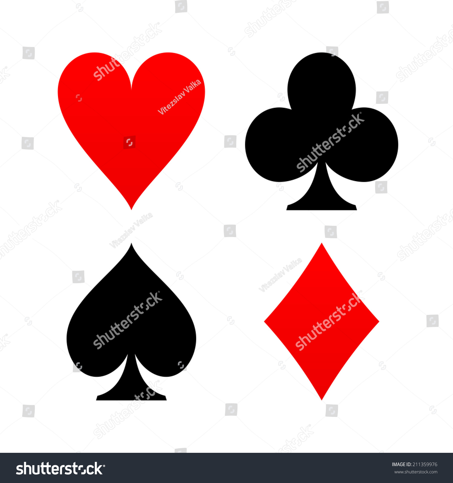 Card Suits Red And Black Stock Vector 211359976 : Shutterstock