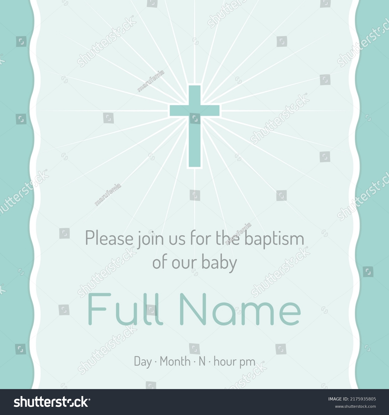 Card Template Baptism Blue Greencross Radial Stock Vector (Royalty Free ...