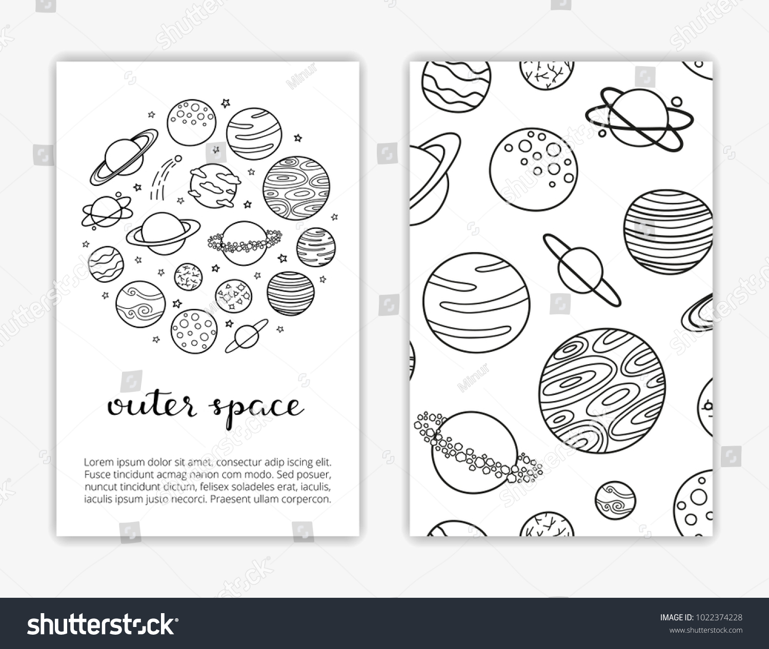 card templates doodle outline fantastic space stock vector royalty space templates