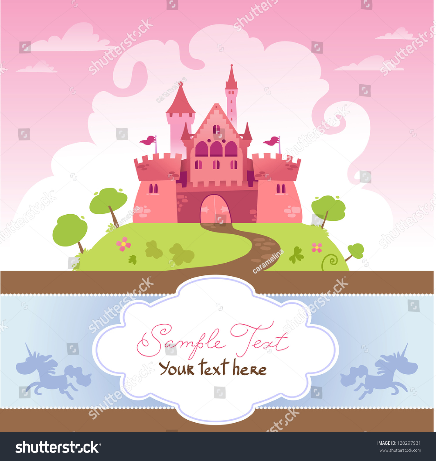 Card Cartoon Castle Stock Vector (Royalty Free) 120297931