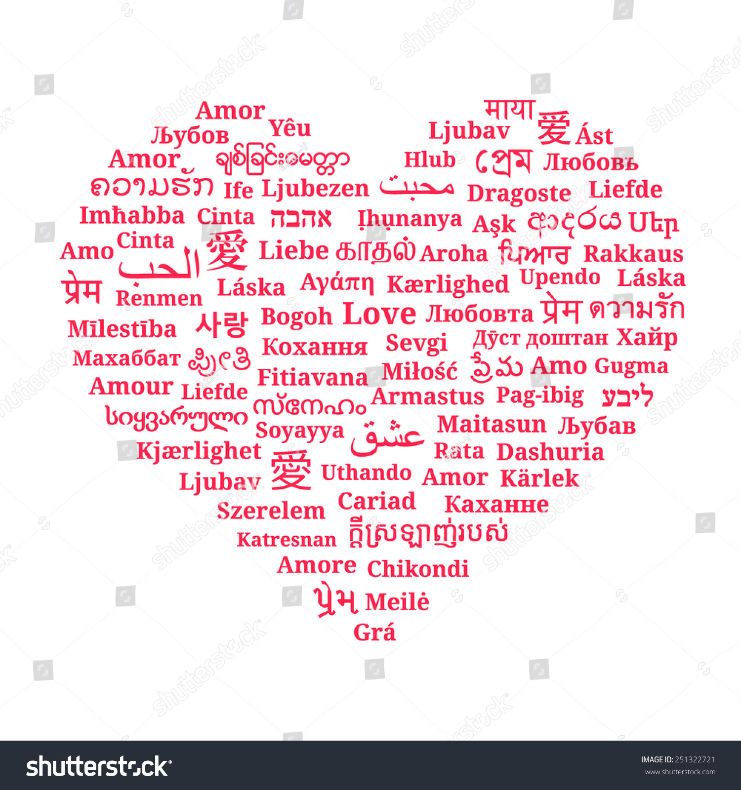 Card With Heart Made Up Of The Word Love In Different Languages Of The Card With Heart Made Up Of The Word Love In Different Languages Of The