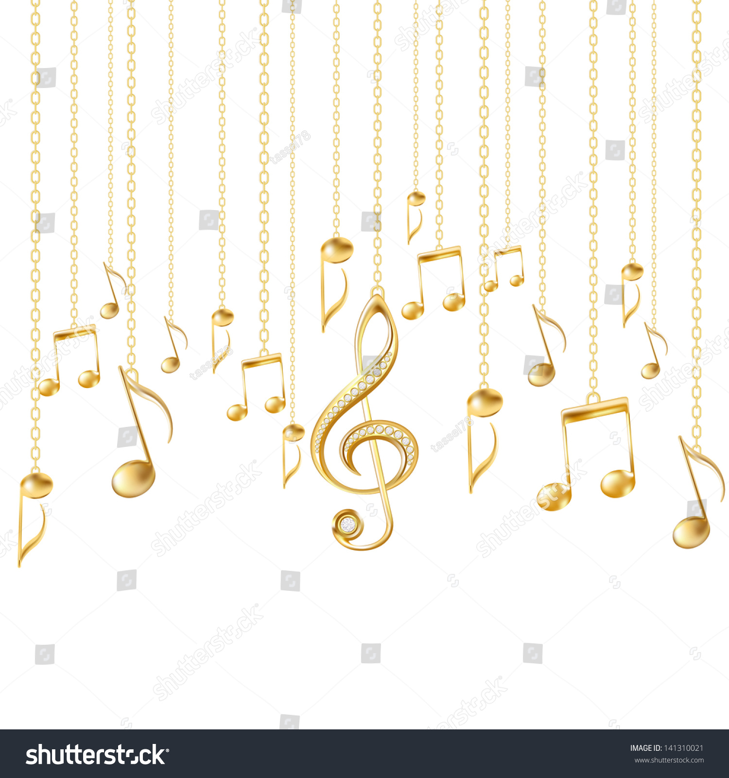 Card Musical Notes Golden Treble Clef Stock Vector Royalty Free 141310021