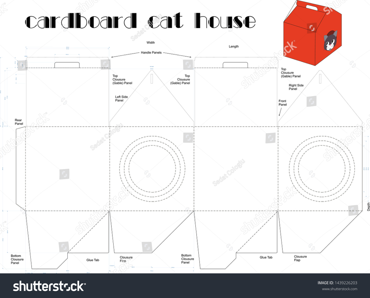 Cardboard Cat House Scalable Vector Drawing Stock Vector (Royalty Free