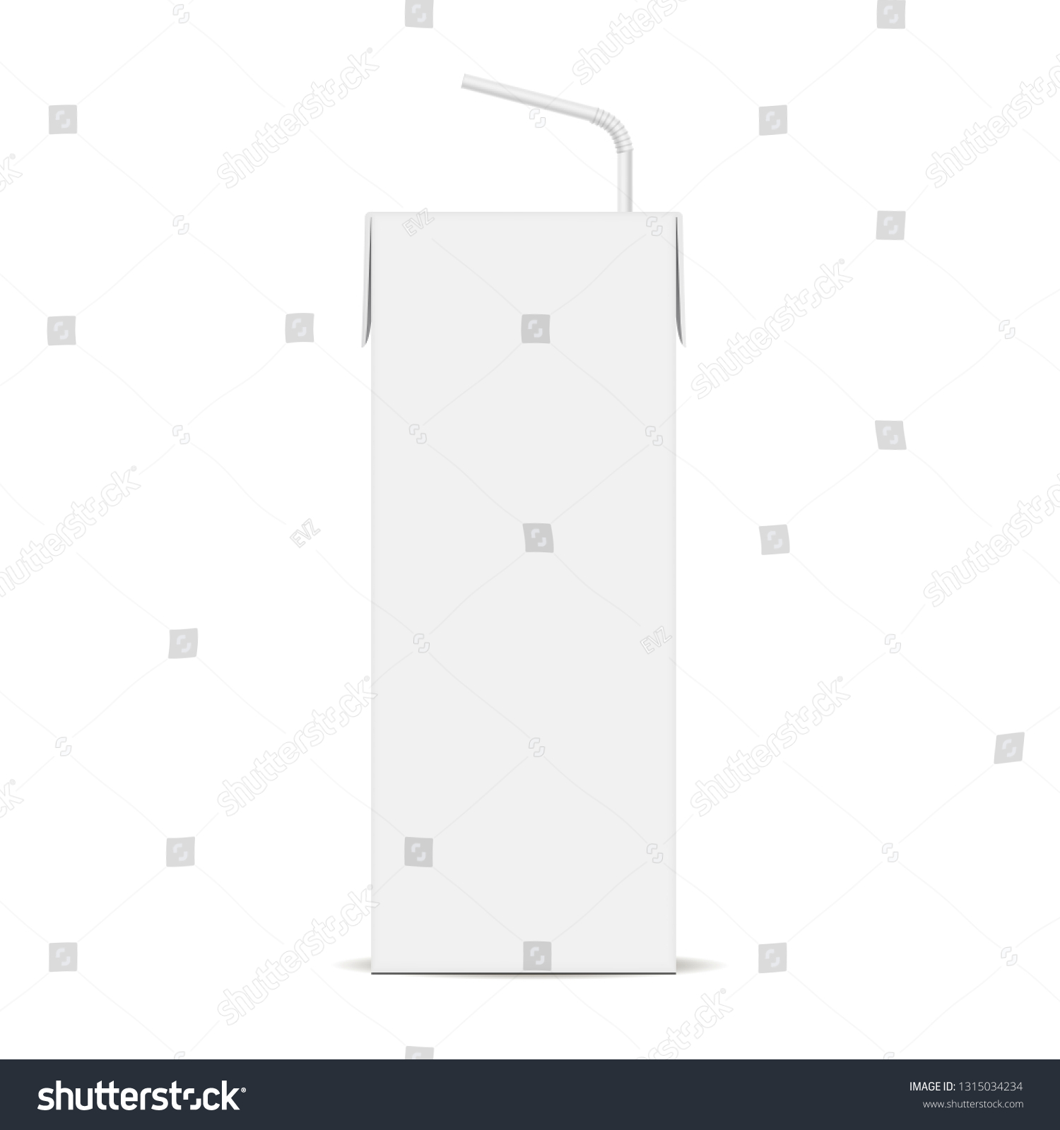 SVG of Cardboard juice box with straw mockup isolated on white background. Vector illustration svg