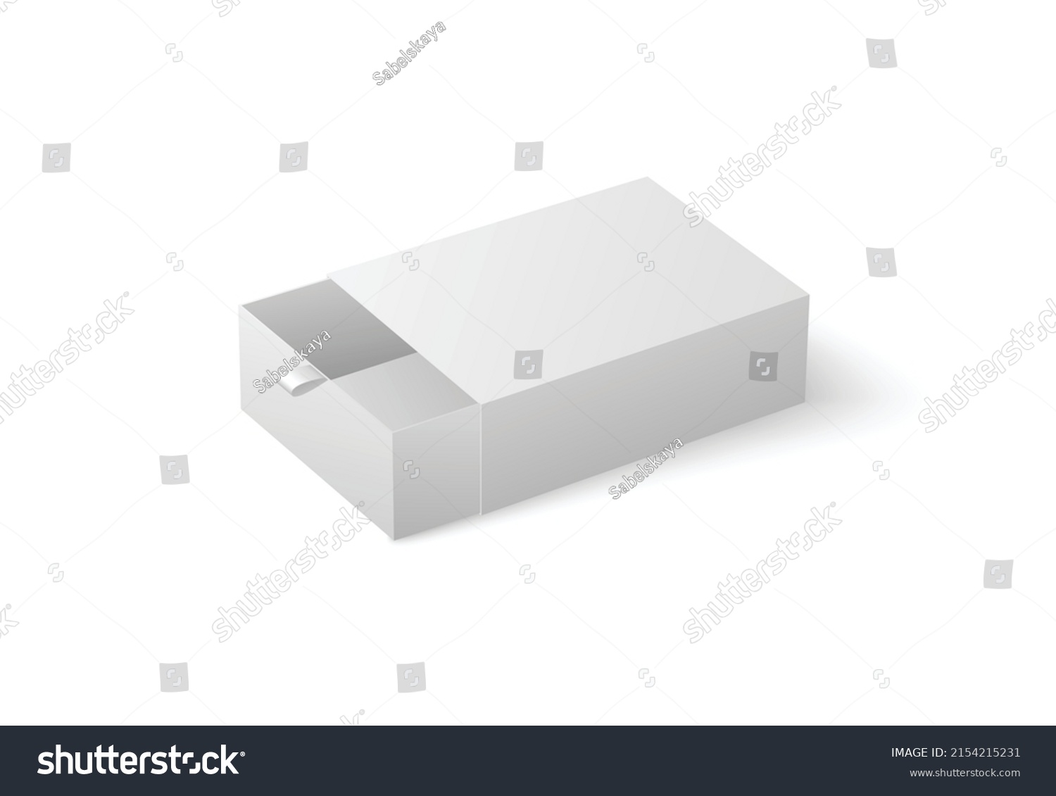 Cardboard Sliding Box Open Template Realistic Stock Vector (Royalty ...