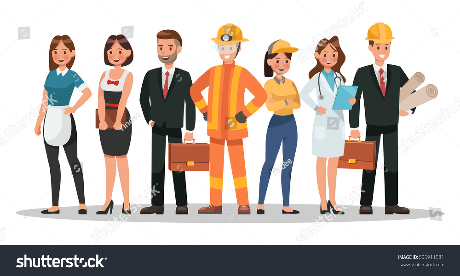 Career Characters Design Include Waiter Businessman Stock Vector ...