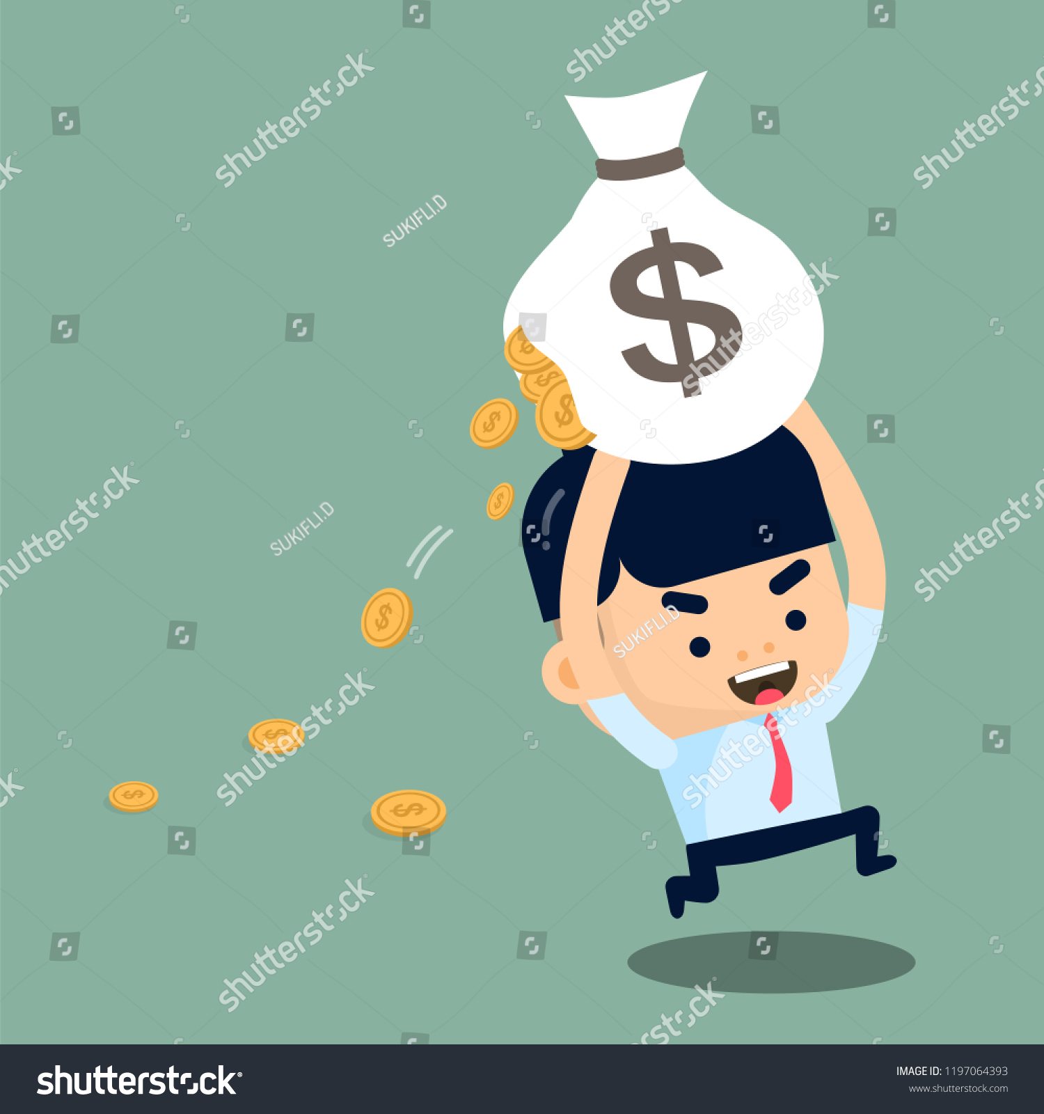 Careless Businessman Carrying Torn Money Bag Stock Vector (Royalty Free ...