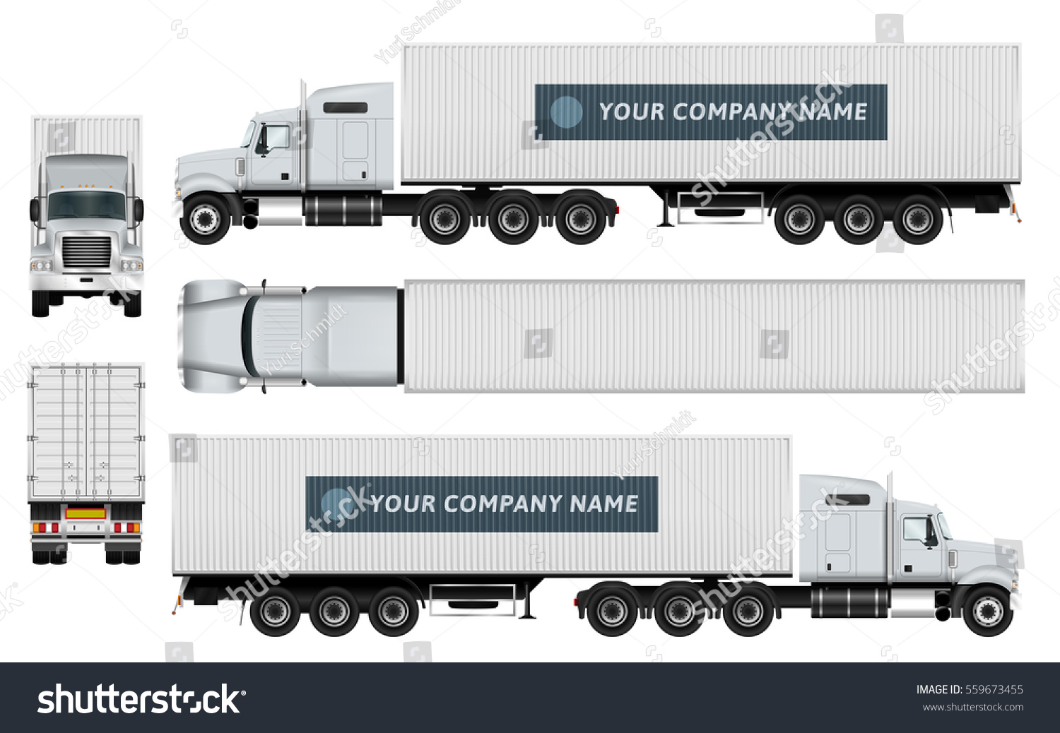 Cargo Container Truck Template On White Stock Vector 