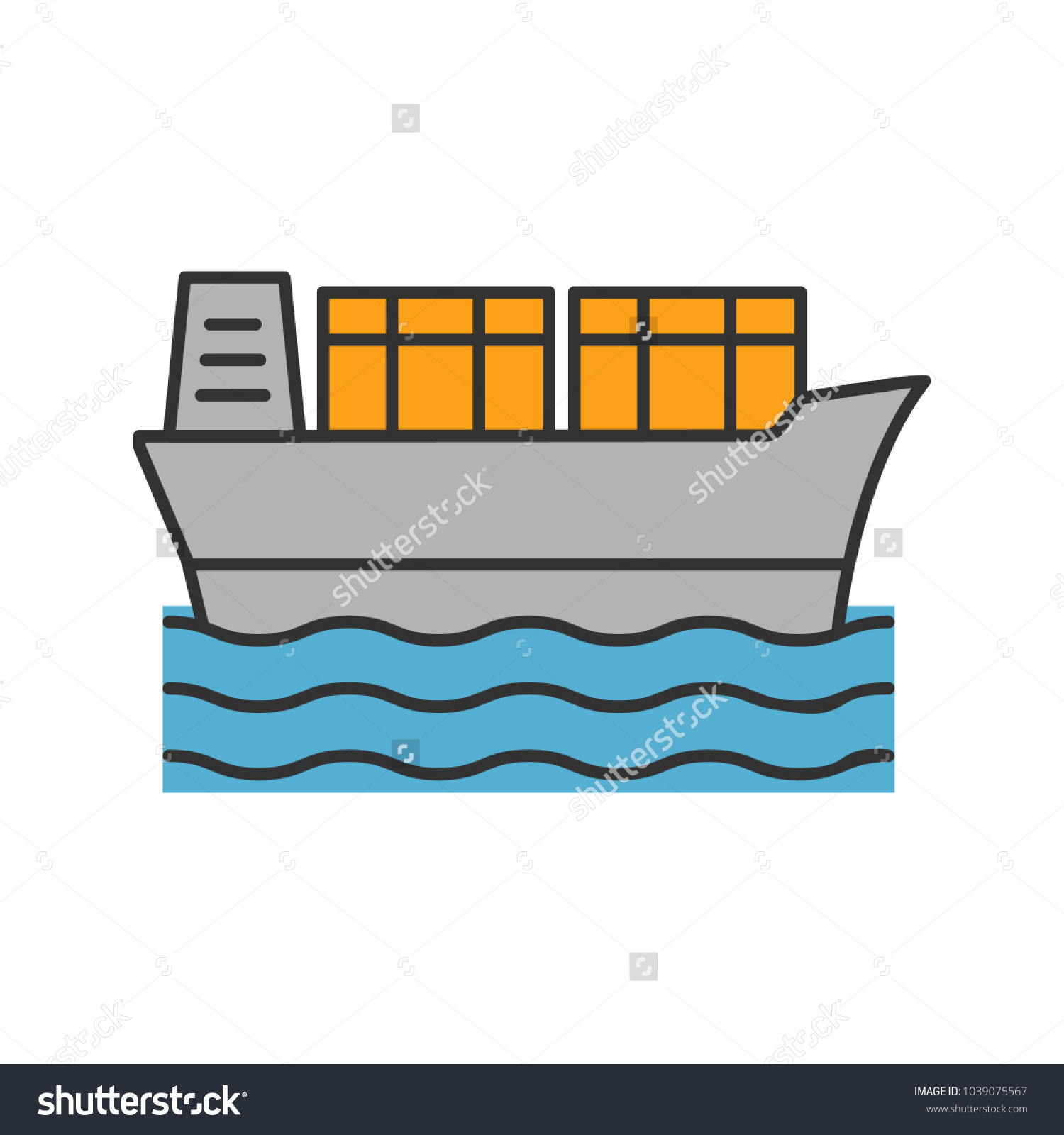 Cargo Ship Color Icon Tanker Container Stock Vector Royalty Free