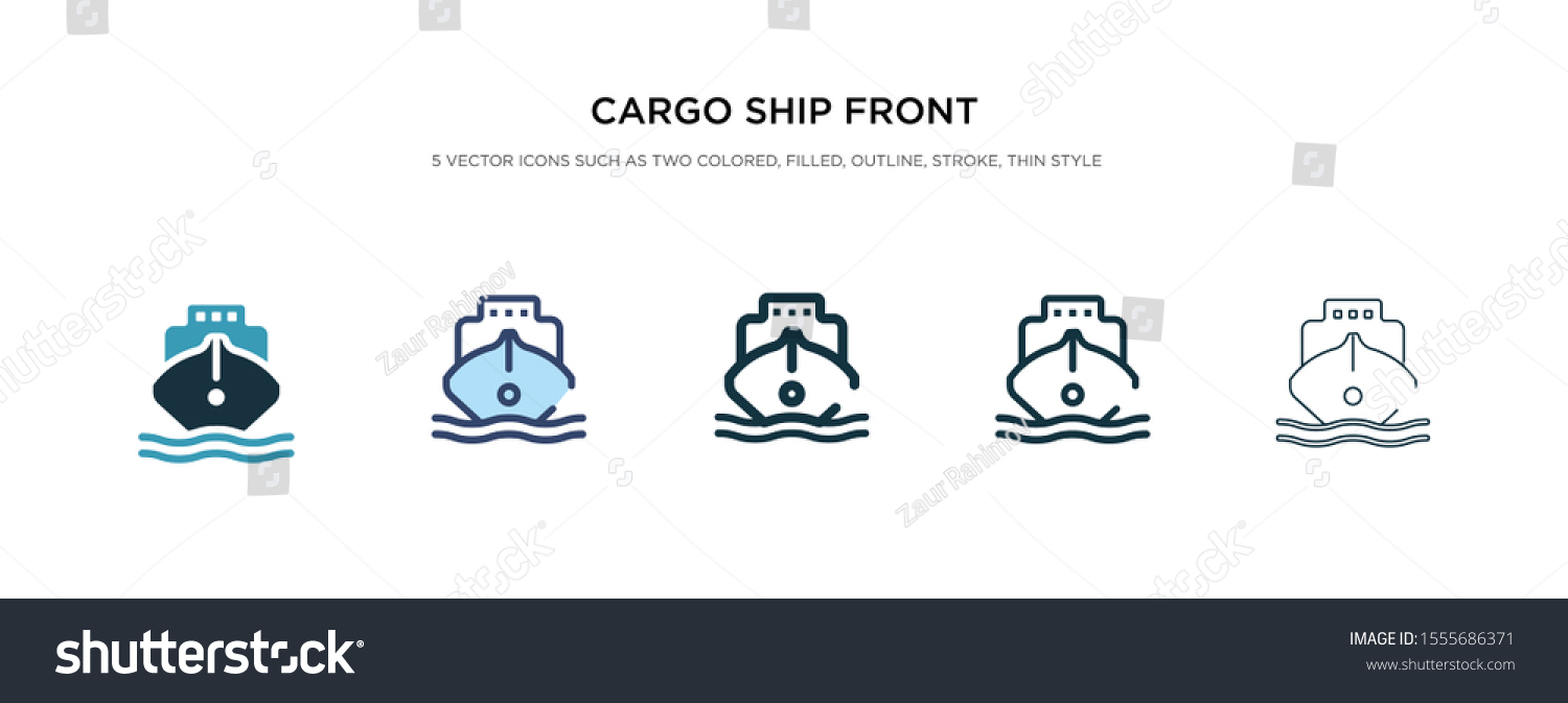 SVG of cargo ship front view icon in different style vector illustration. two colored and black cargo ship front view vector icons designed in filled, outline, line and stroke style can be used for web, svg