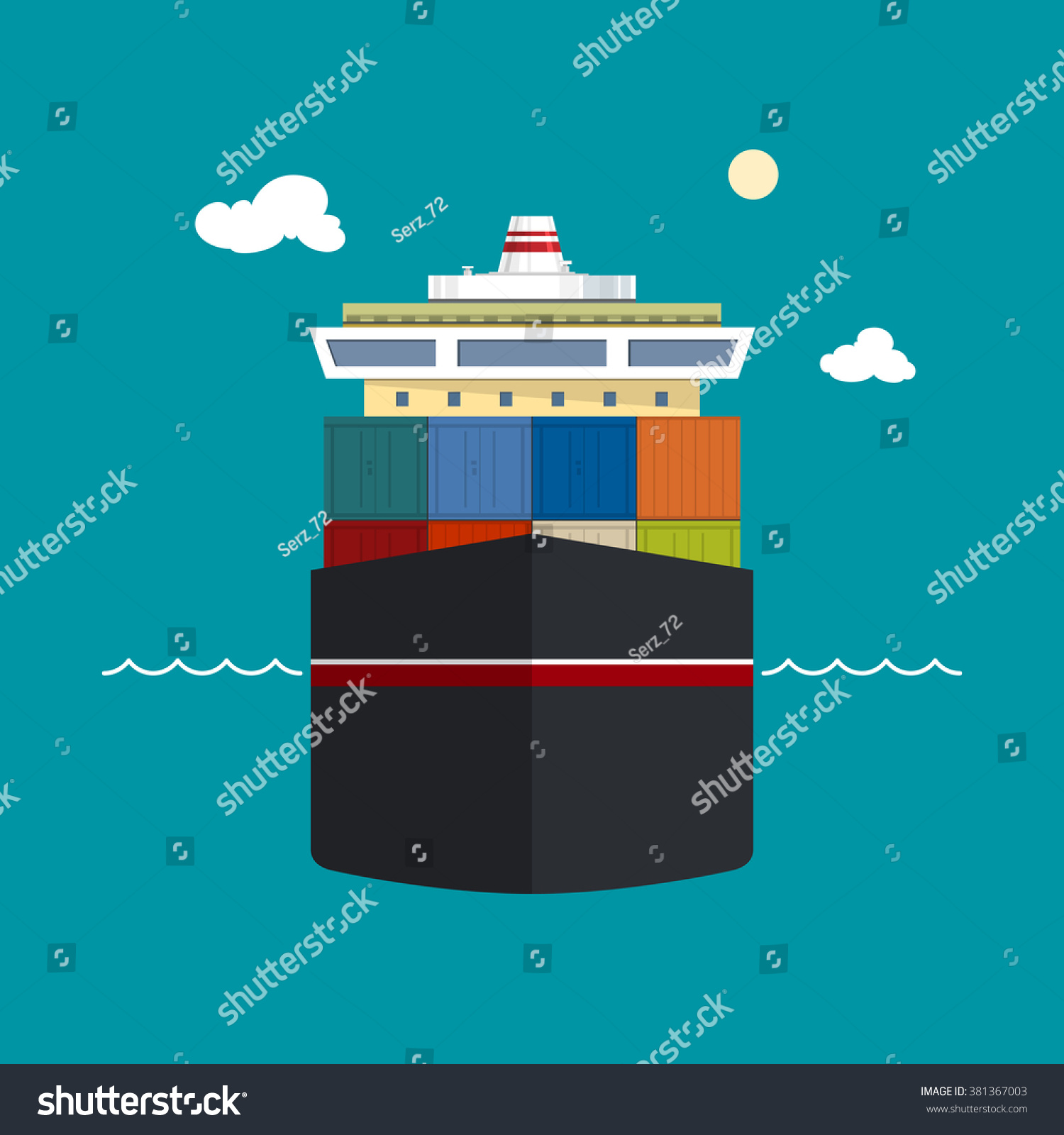 SVG of Cargo Ship, Front View of a Cargo Sea Vessel, Container Truck Transports Containers , Vector Illustration svg
