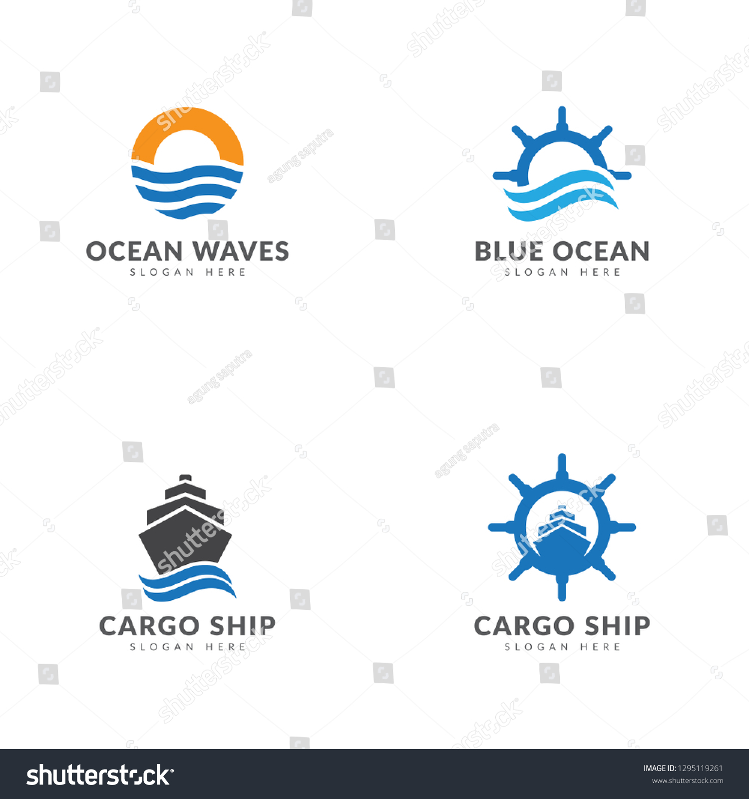 Cargo Ship Logo Template Collection Ship Stock Vector Royalty Free Shutterstock