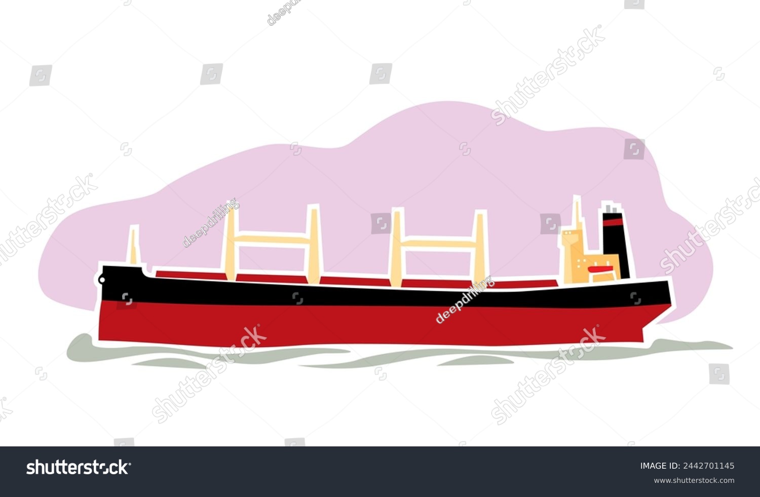 SVG of Cargo ships. Geared bulk carrier. Bulker. Sea delivery. Vector image for prints, poster and illustrations. svg