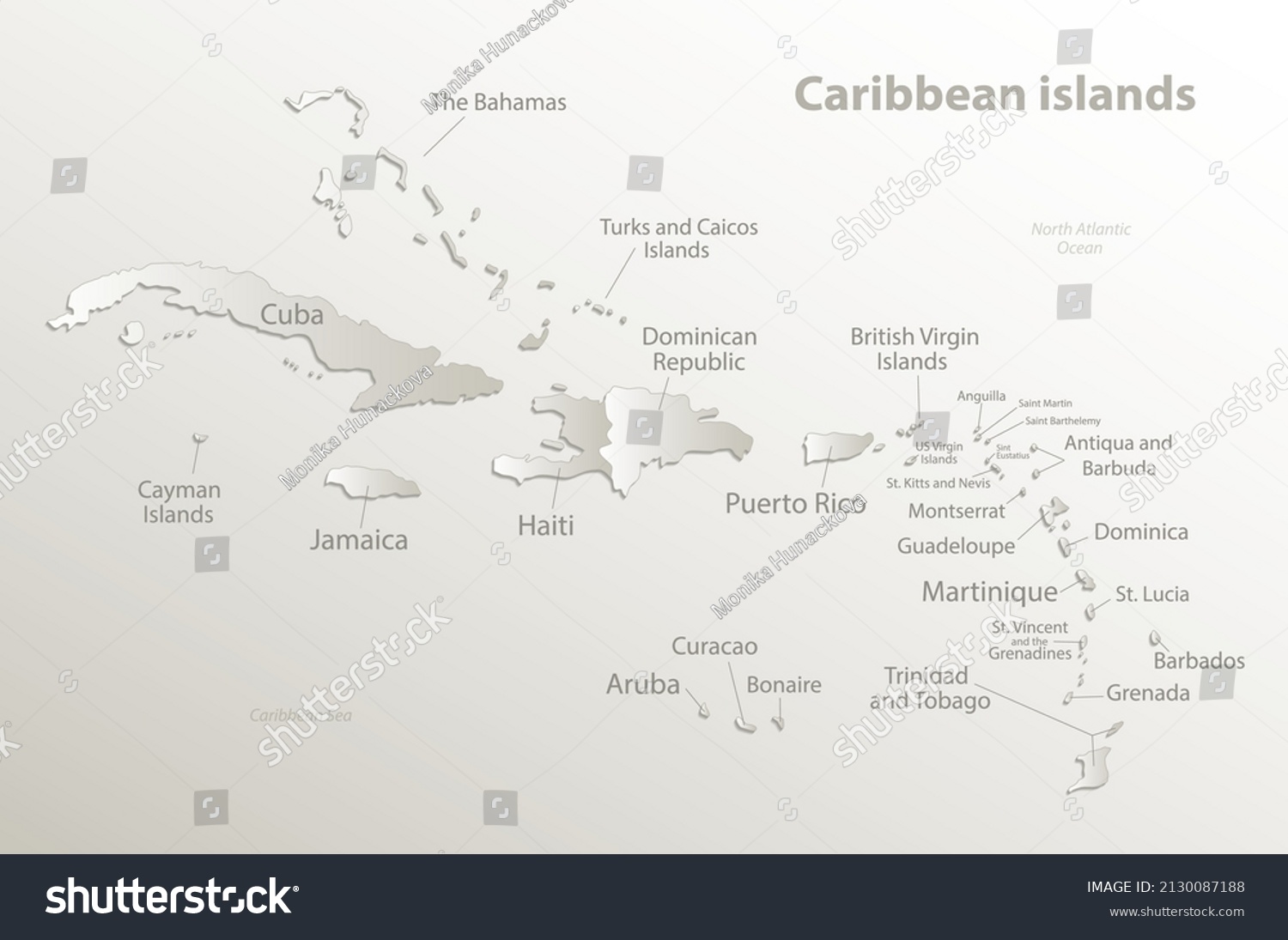 Caribbean Islands Map Island Names Card Stock Vector (Royalty Free ...