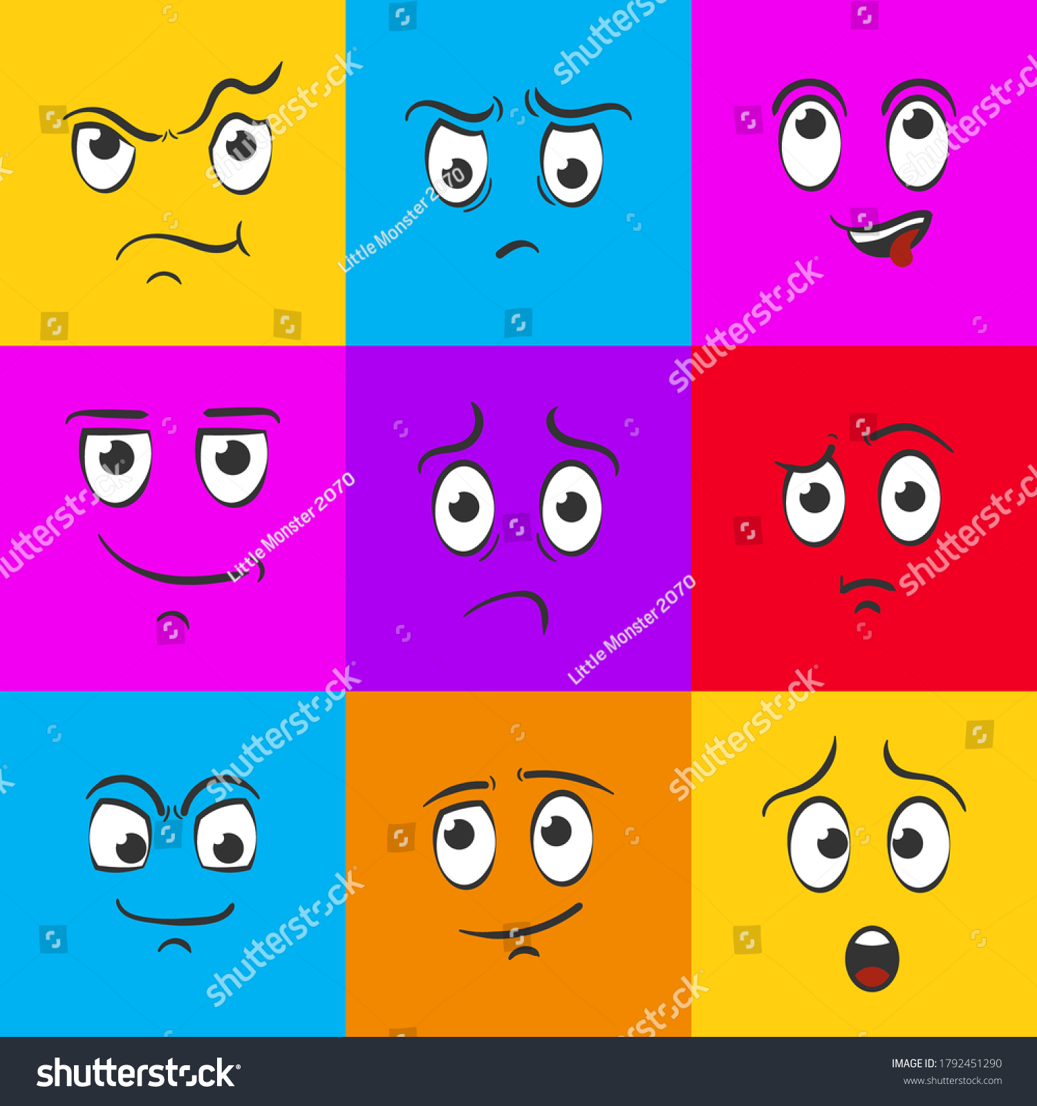 Caricature Comic Emotions Emoticon Doodle Funny Stock Vector (Royalty ...