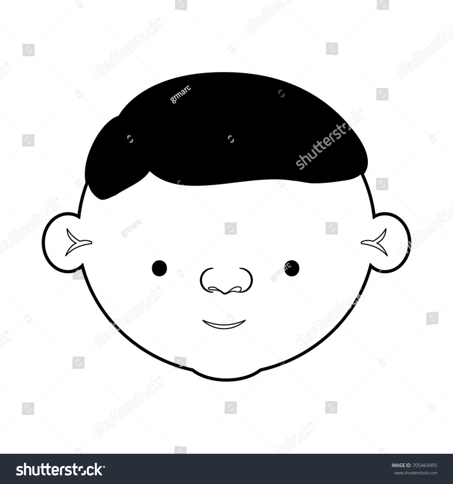 Caricature Face Elderly Man Hairstyle Black Stock Vector Royalty Free