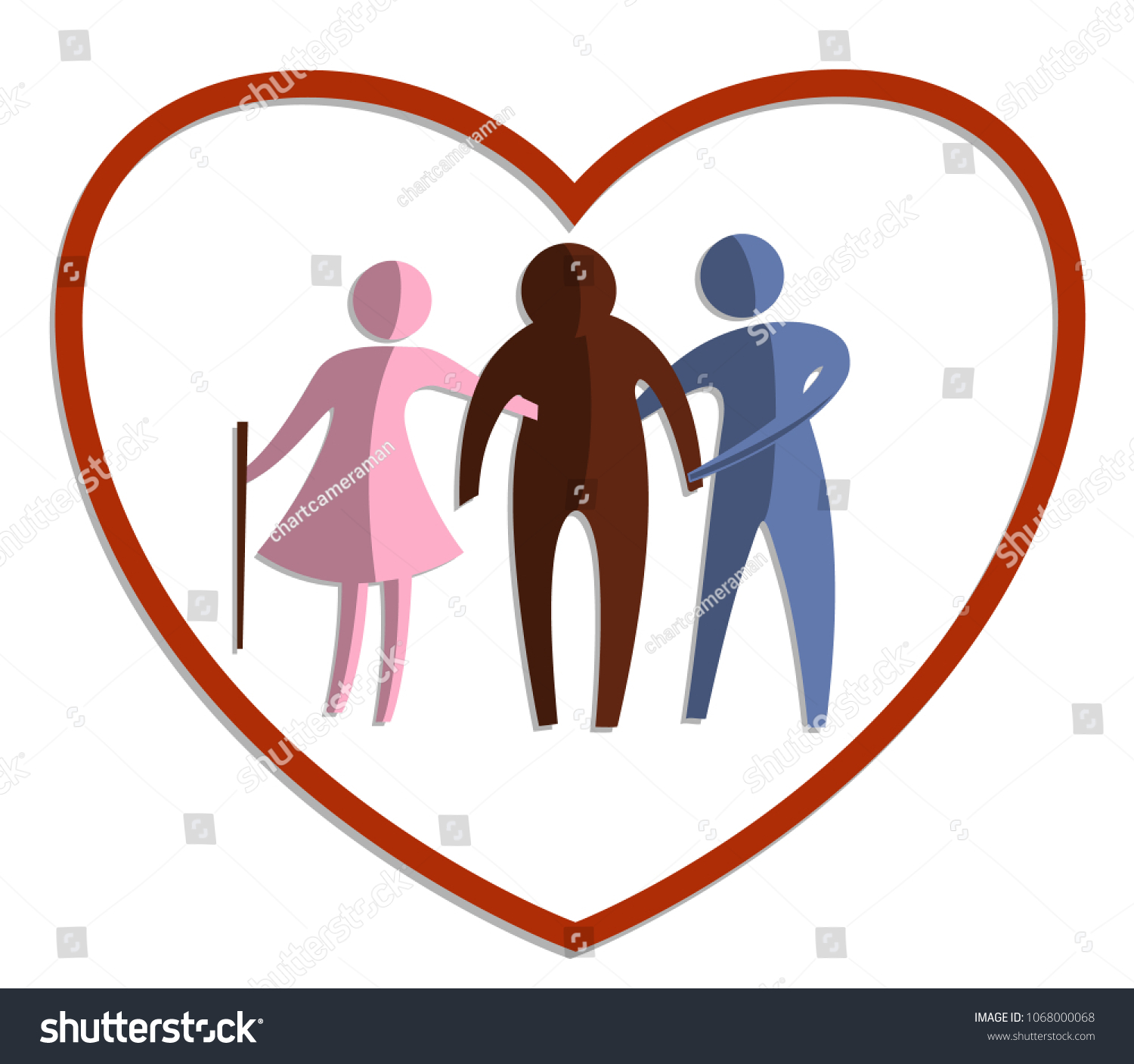 Caring Elderly Concept Young People Prop Stock Vector (Royalty Free ...