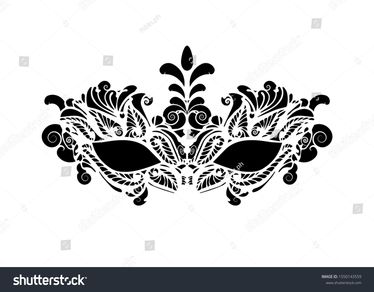 Carnival Mask Icon Black Silhouette Isolated Stock Vector (Royalty Free ...