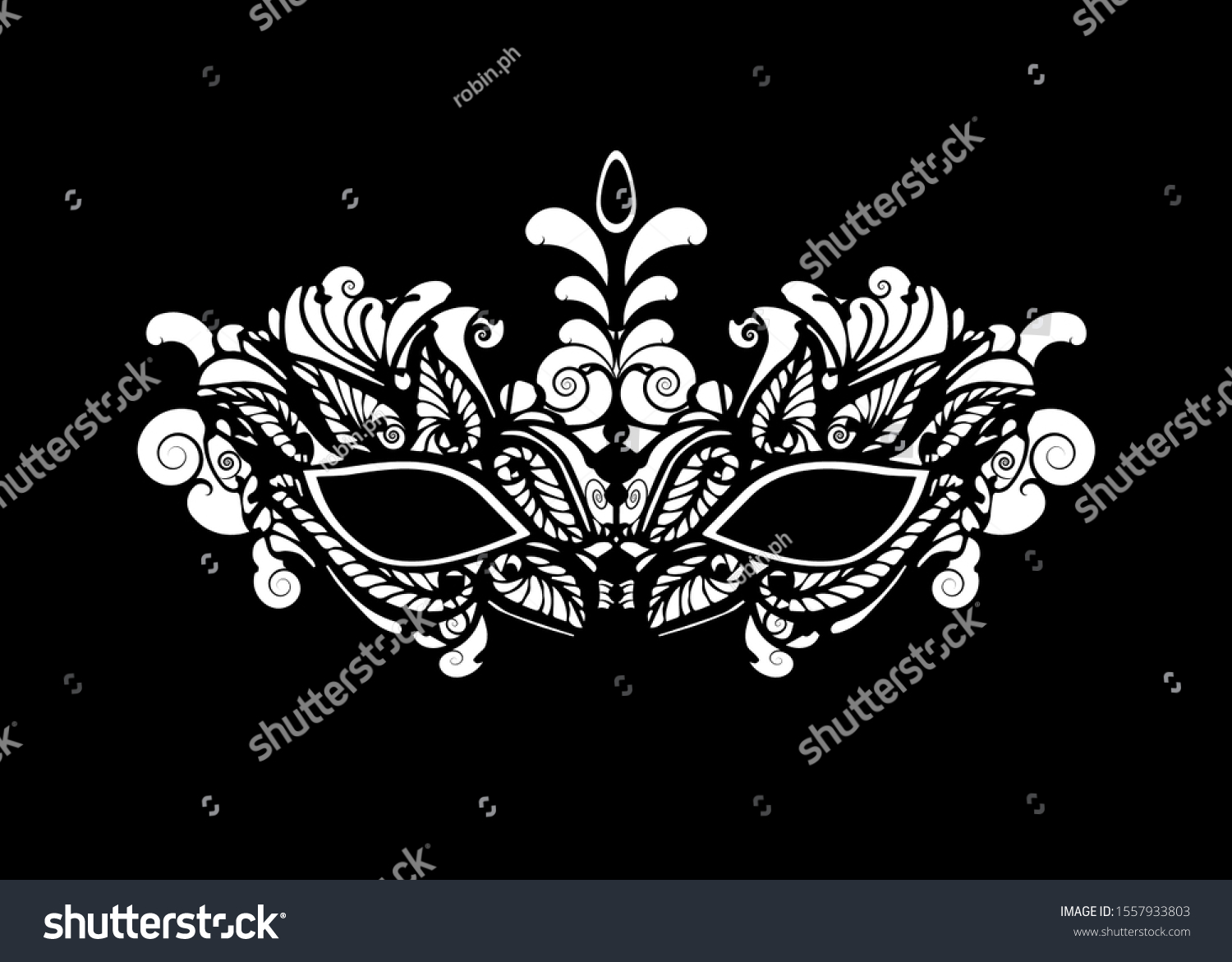 Carnival Mask Icon White Silhouette Isolated Stock Vector (Royalty Free ...