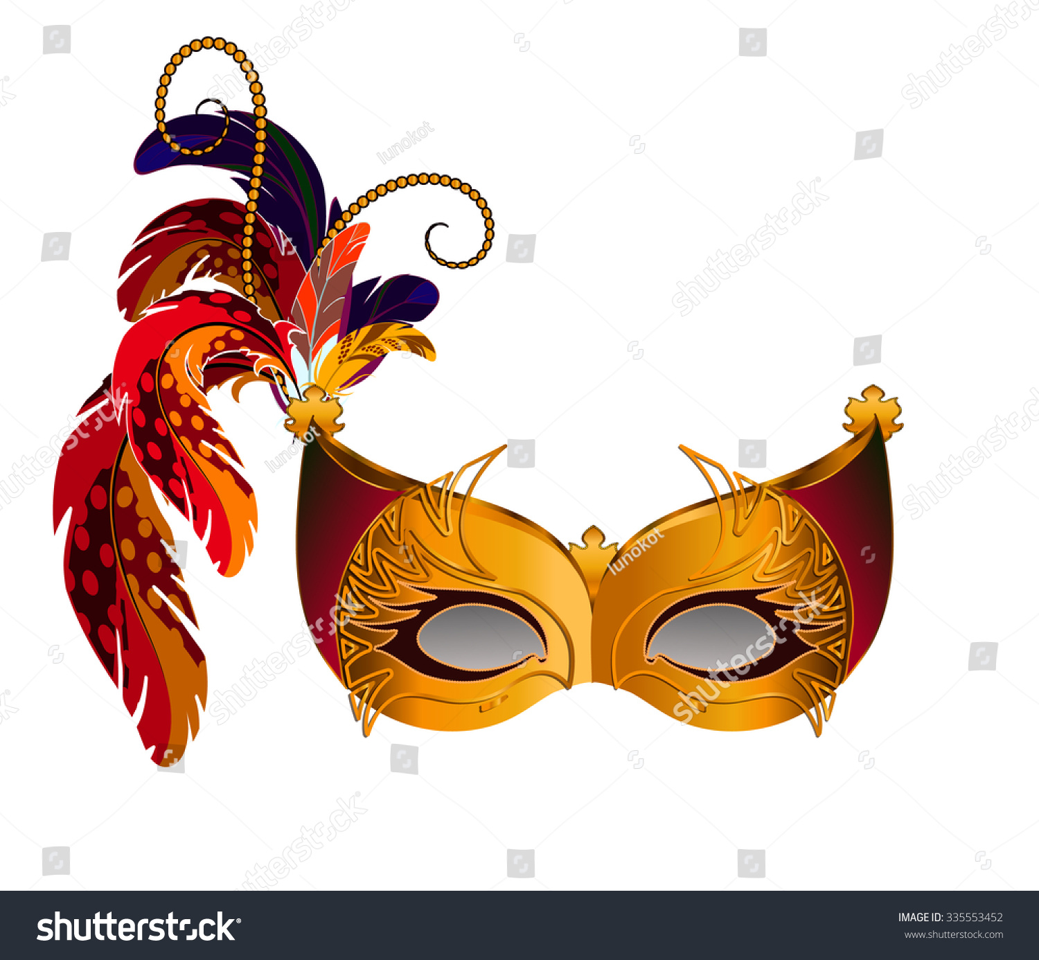 Carnival Venetian Mask Decorated Orange Brown Stock Vector