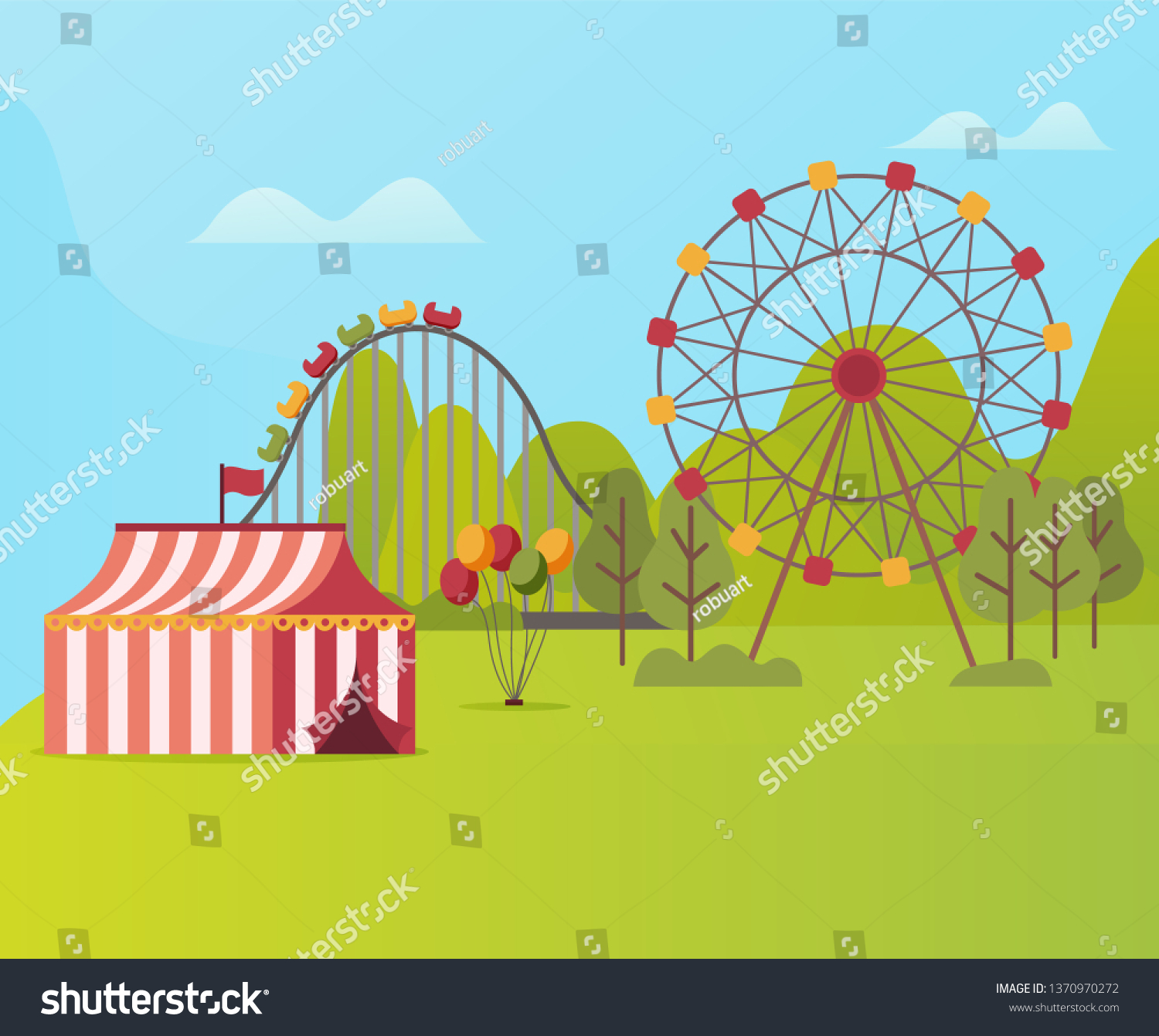 Carousel Attractions Amusement Park Vector Tent Stock Vector (Royalty ...