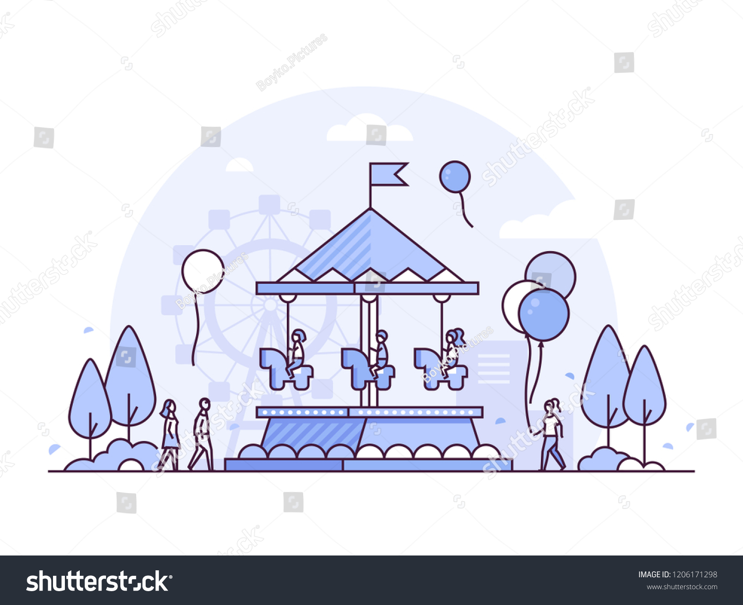 Carousel Thin Line Design Style Vector Stock Vector (Royalty Free ...