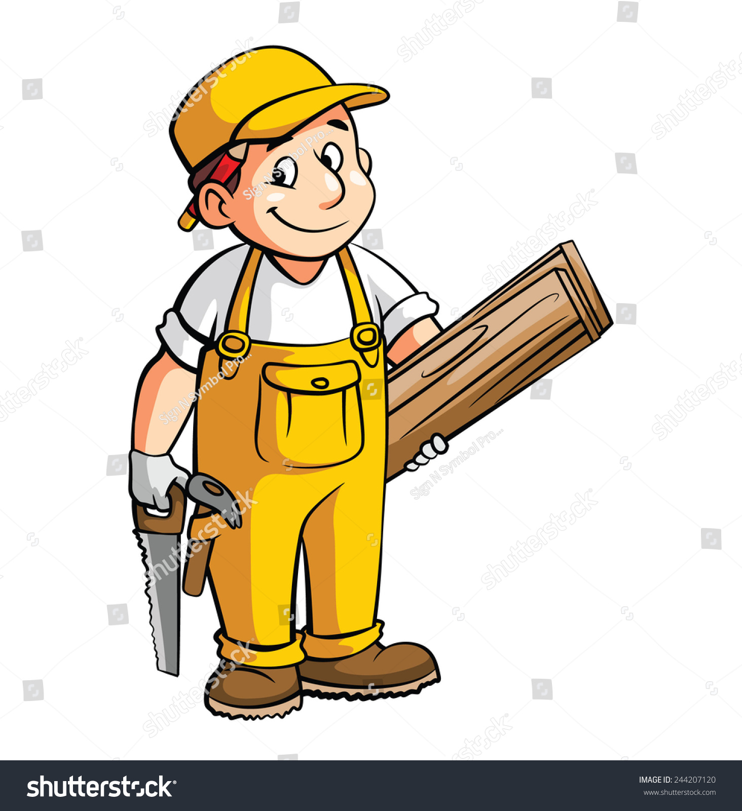 Carpenter Cartoon Illustration - 244207120 : Shutterstock