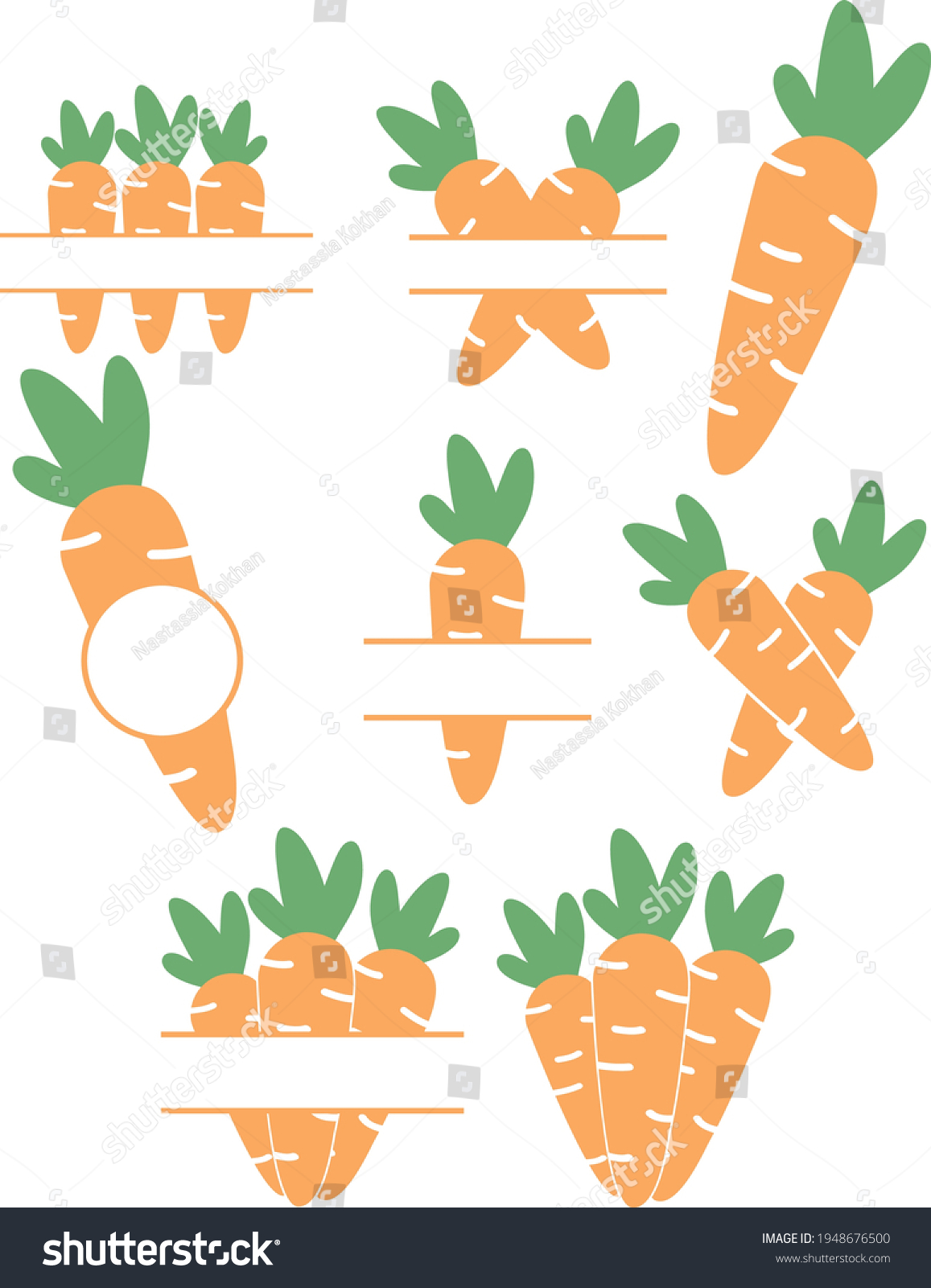 SVG of Carrot Monogram Svg vector Illustration isolated on white background. Easter decoration for shirt and scrapbooking.Easter 
monogram for Cricut and Silhouette. svg