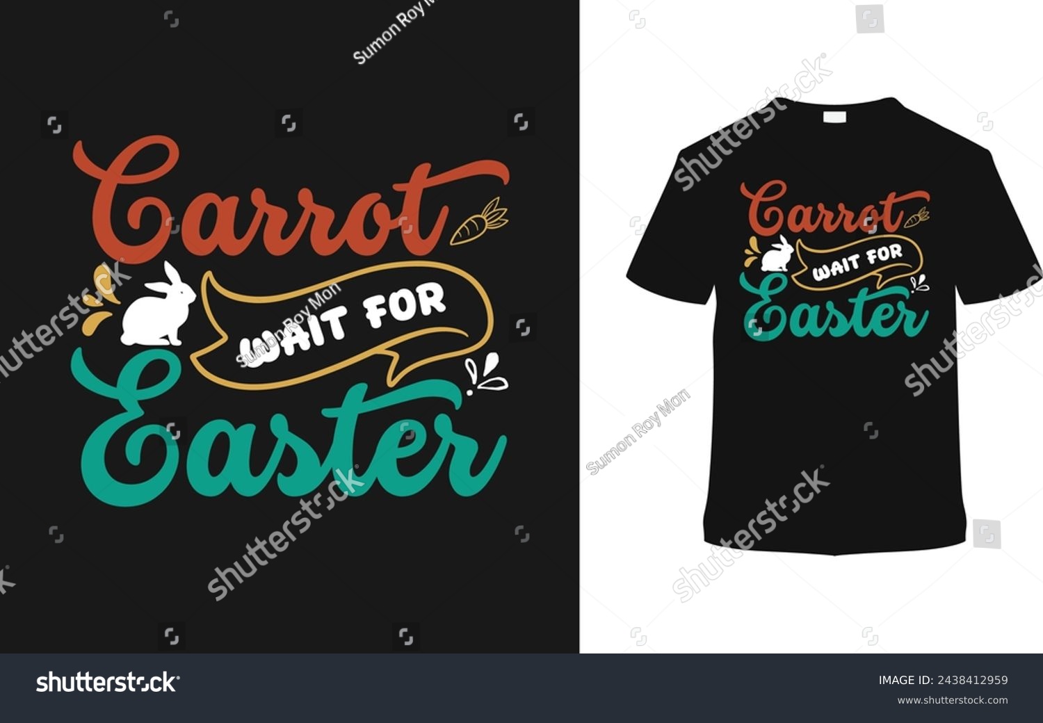 SVG of Carrot Wait For Easter Day T shirt Design, vector illustration, graphic template, print on demand, typography, vintage, eps 10, textile fabrics, retro style, element, apparel, easter tee svg