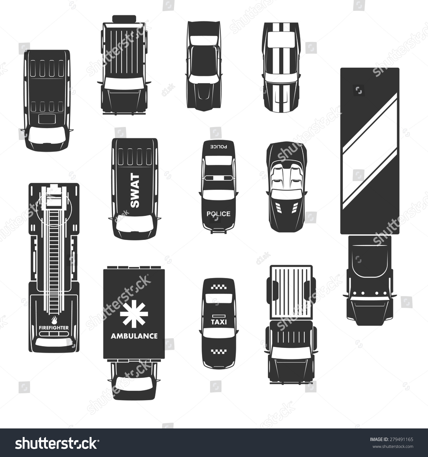 Cars Icons Top View Stock Vector Illustration 279491165 : Shutterstock